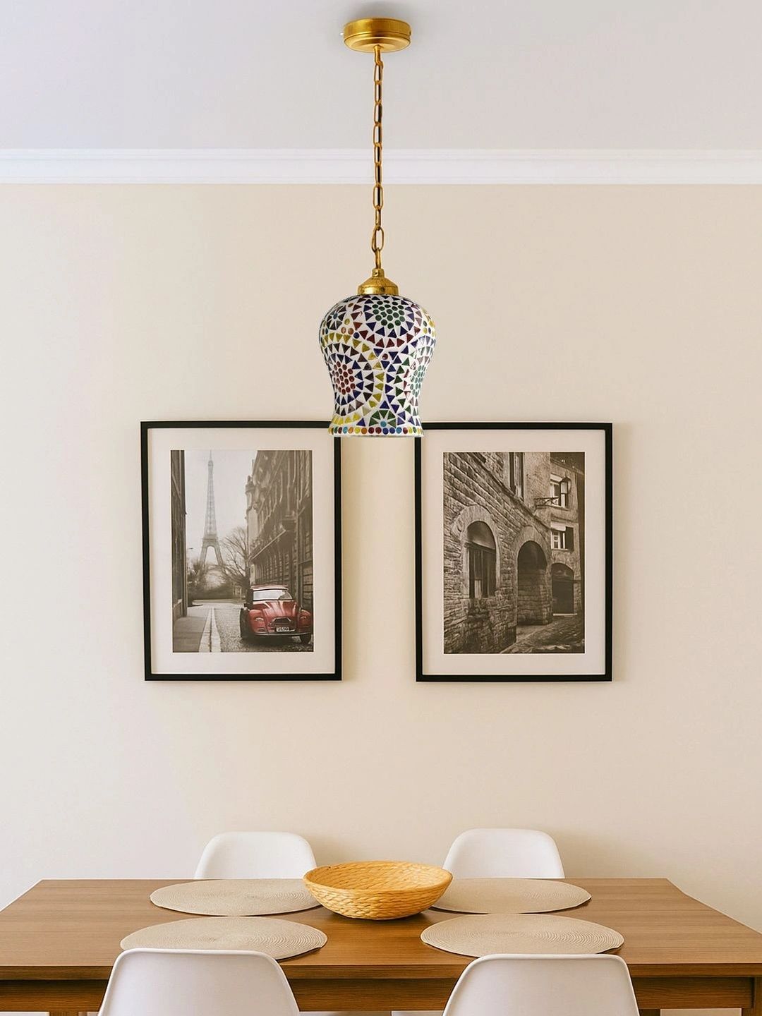 Myntra Elegant Homes Multicoloured Printed Glass Ceiling Lamp-picture-17