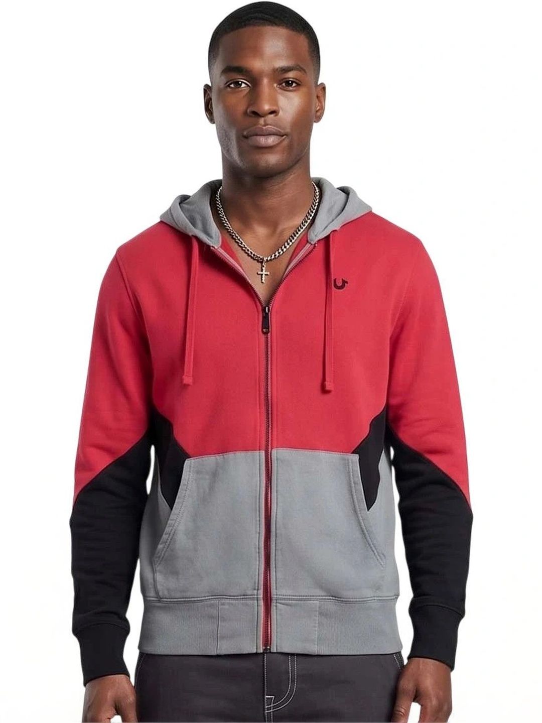 True Religion Men Colourblocked Hooded Sweatshirt-picture-16