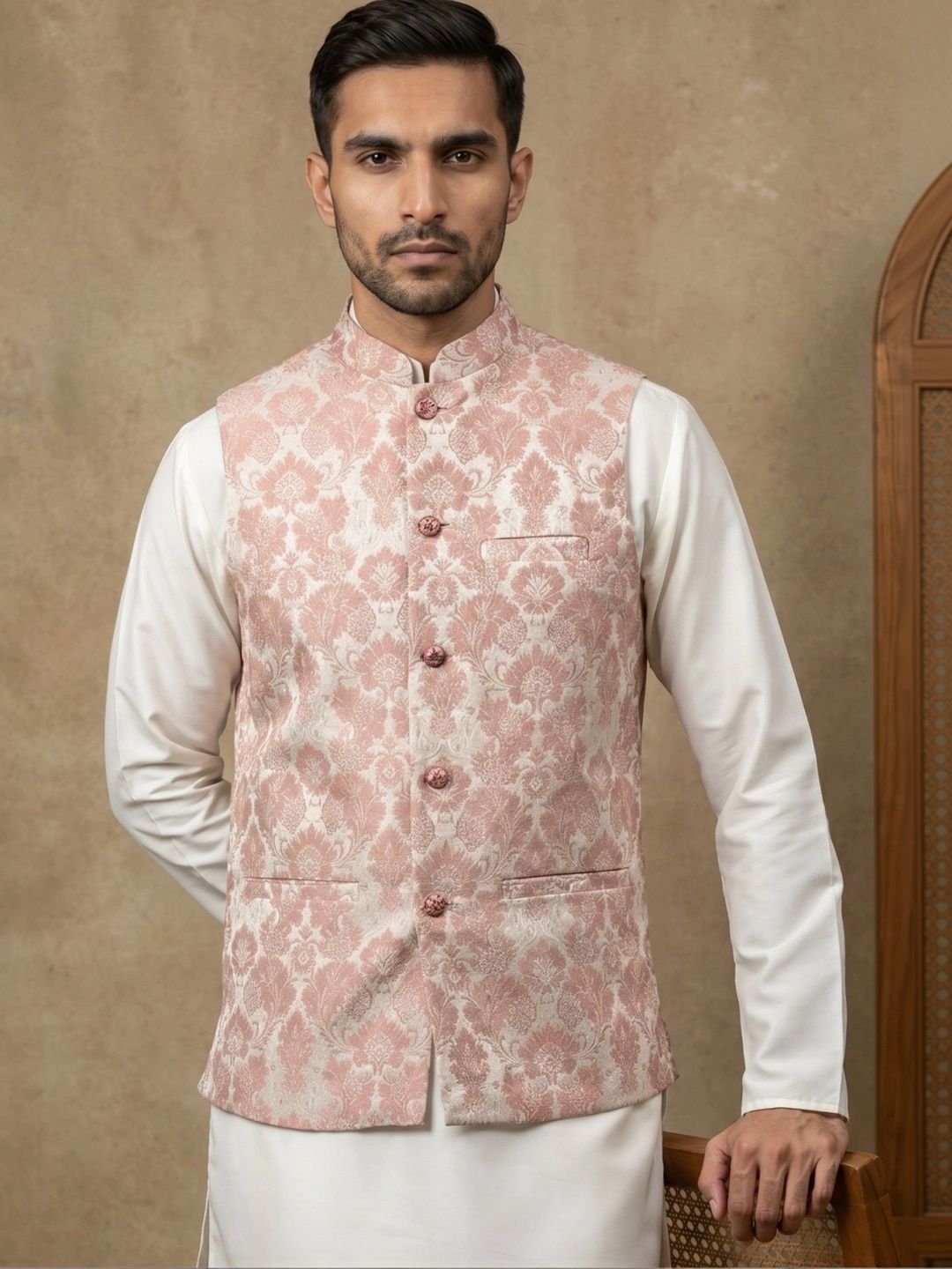 Jompers Woven Design Woven Nehru Jackets-picture-46