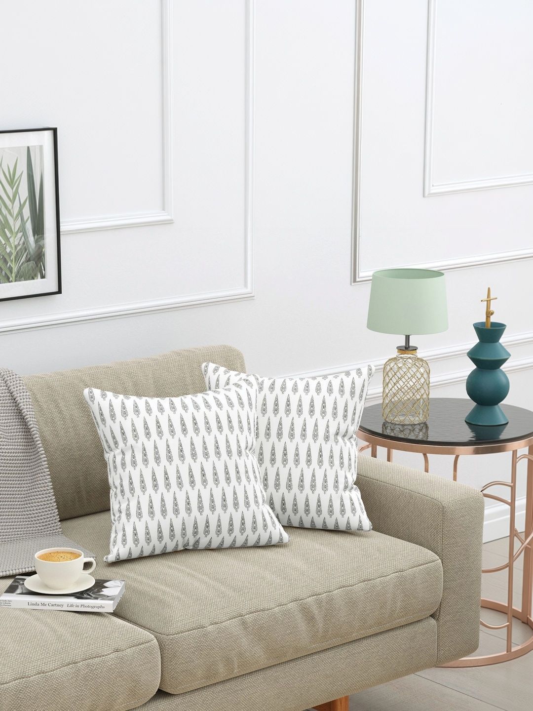 Texstylers Grey & White Set of 2 Square Cushion Covers-picture-55