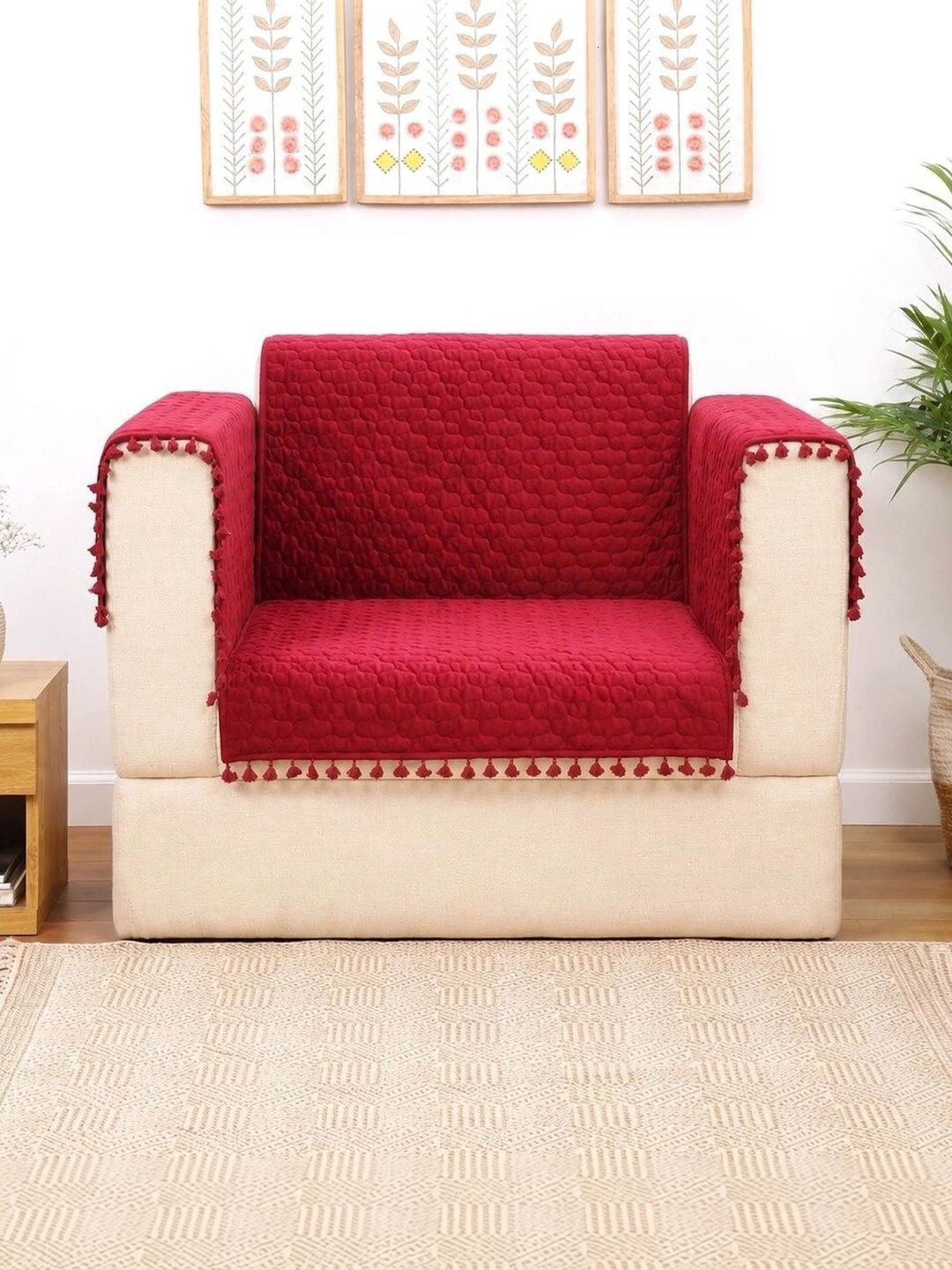 eyda Maroon 3 Piece Sofa Cover With Arms-picture-16