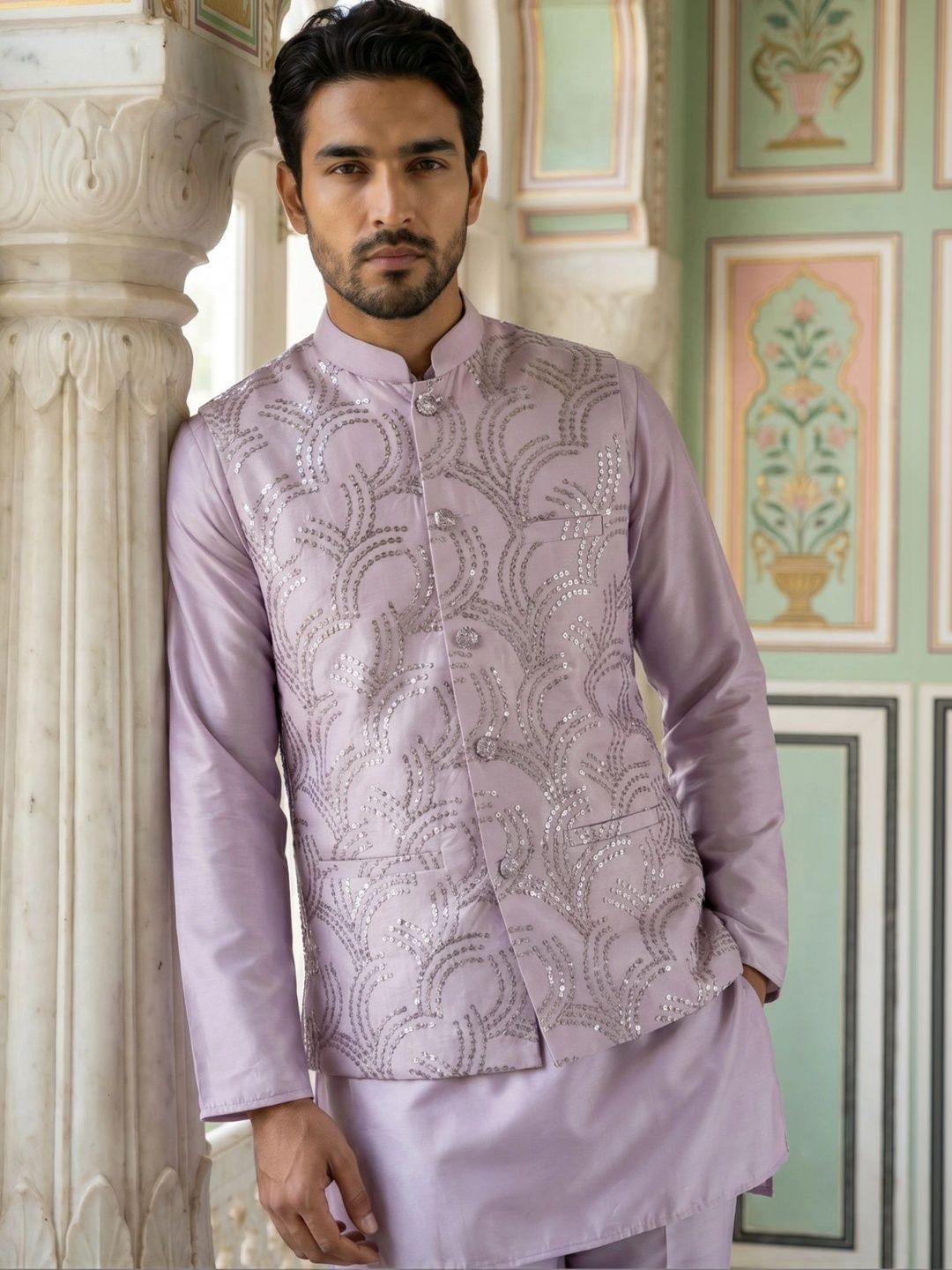 Jompers Embellished Satin Nehru Jackets-picture-33