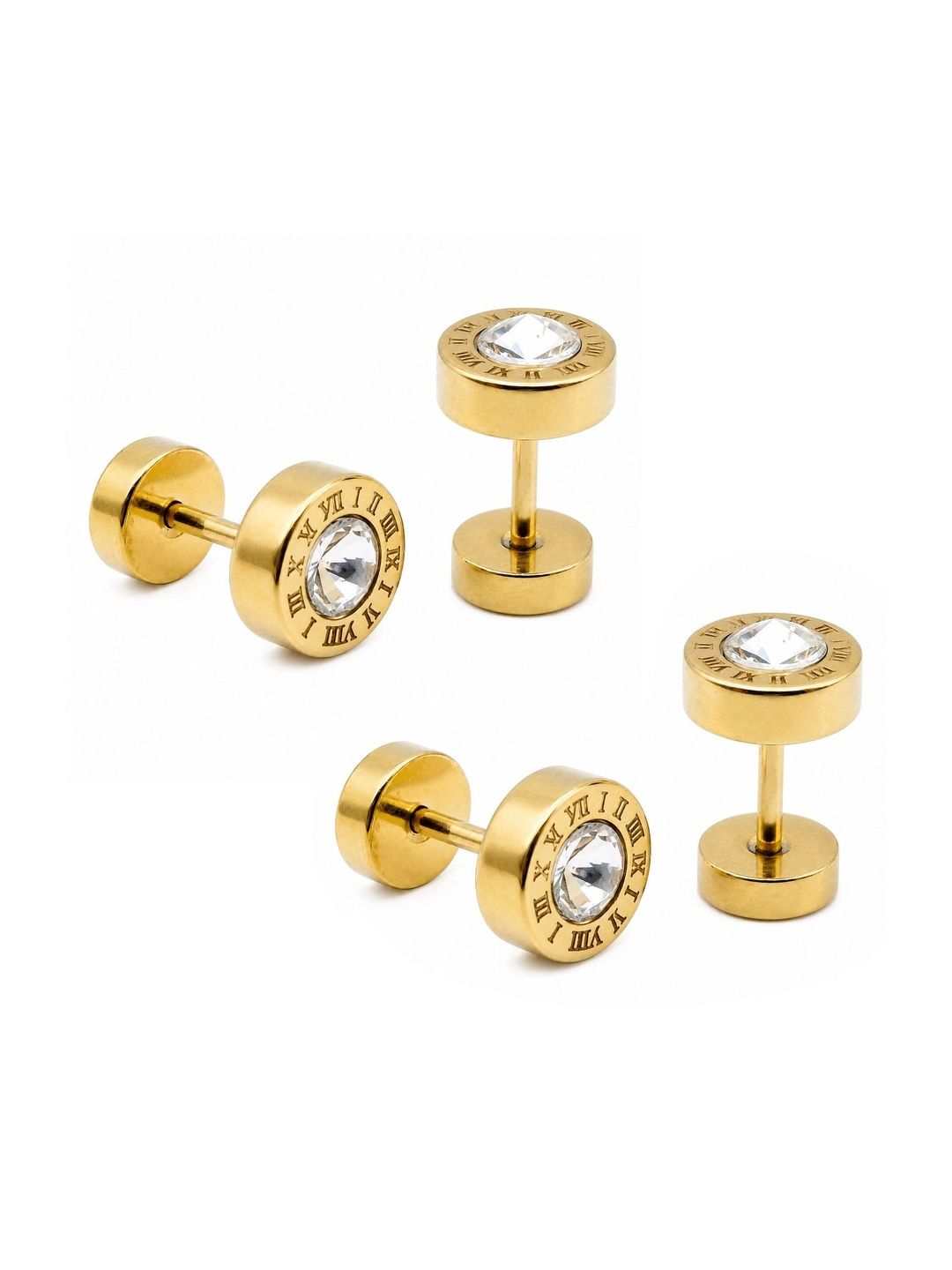 Stylewell Set Of 2 Stainless Steel Gold-Plated Circular Studs-picture-24