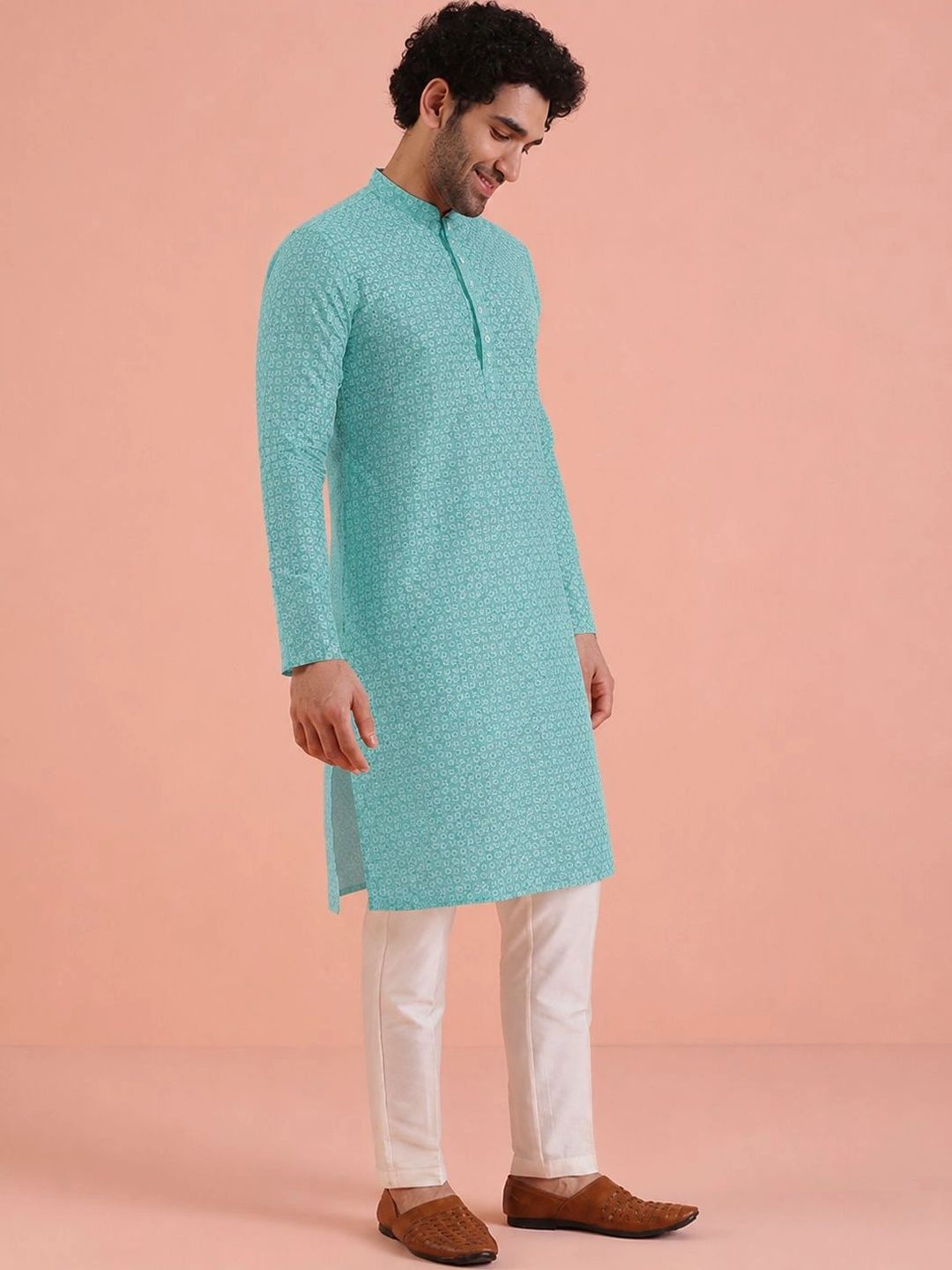 ROMJ Men Ethnic Motifs Regular Thread Work Kurta with Trousers-picture-46