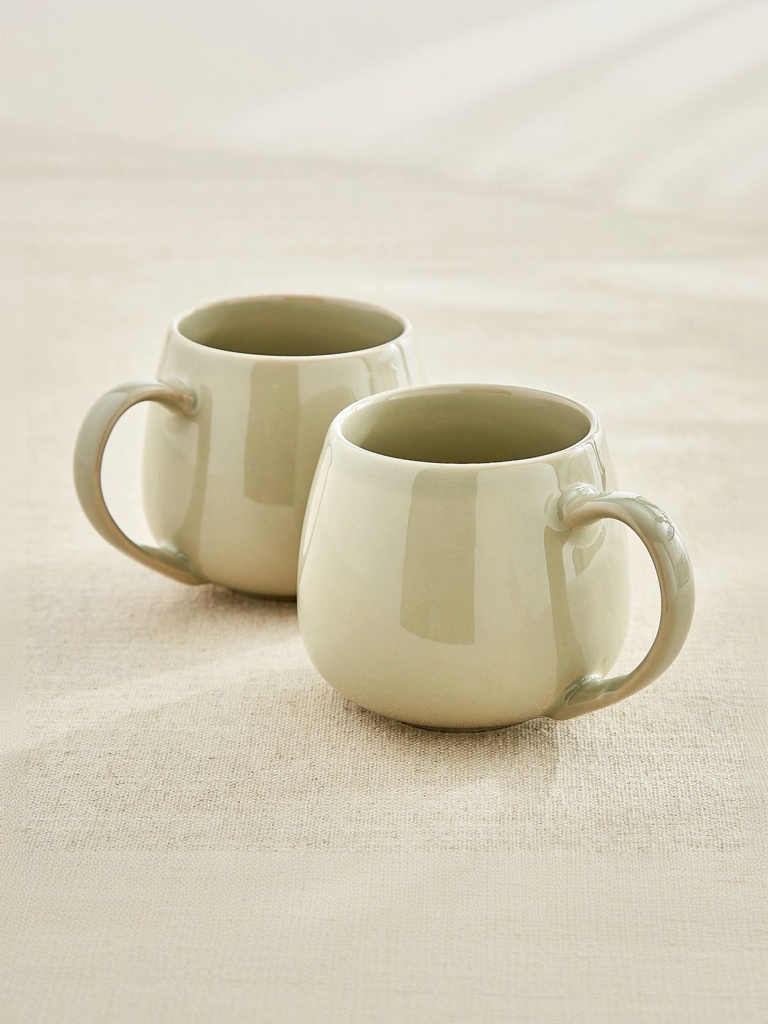 Home Centre Green Crafted Ceramics Solid Porcelain Glossy Mugs Set of Cups and Mugs-image-44