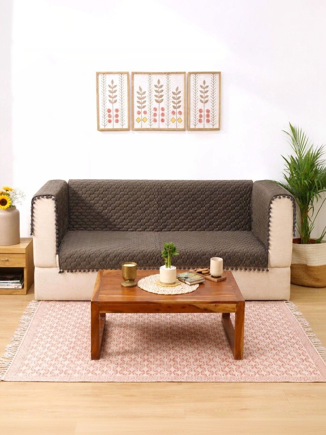 eyda Grey 3 Piece Sofa Cover With Arms-picture-16