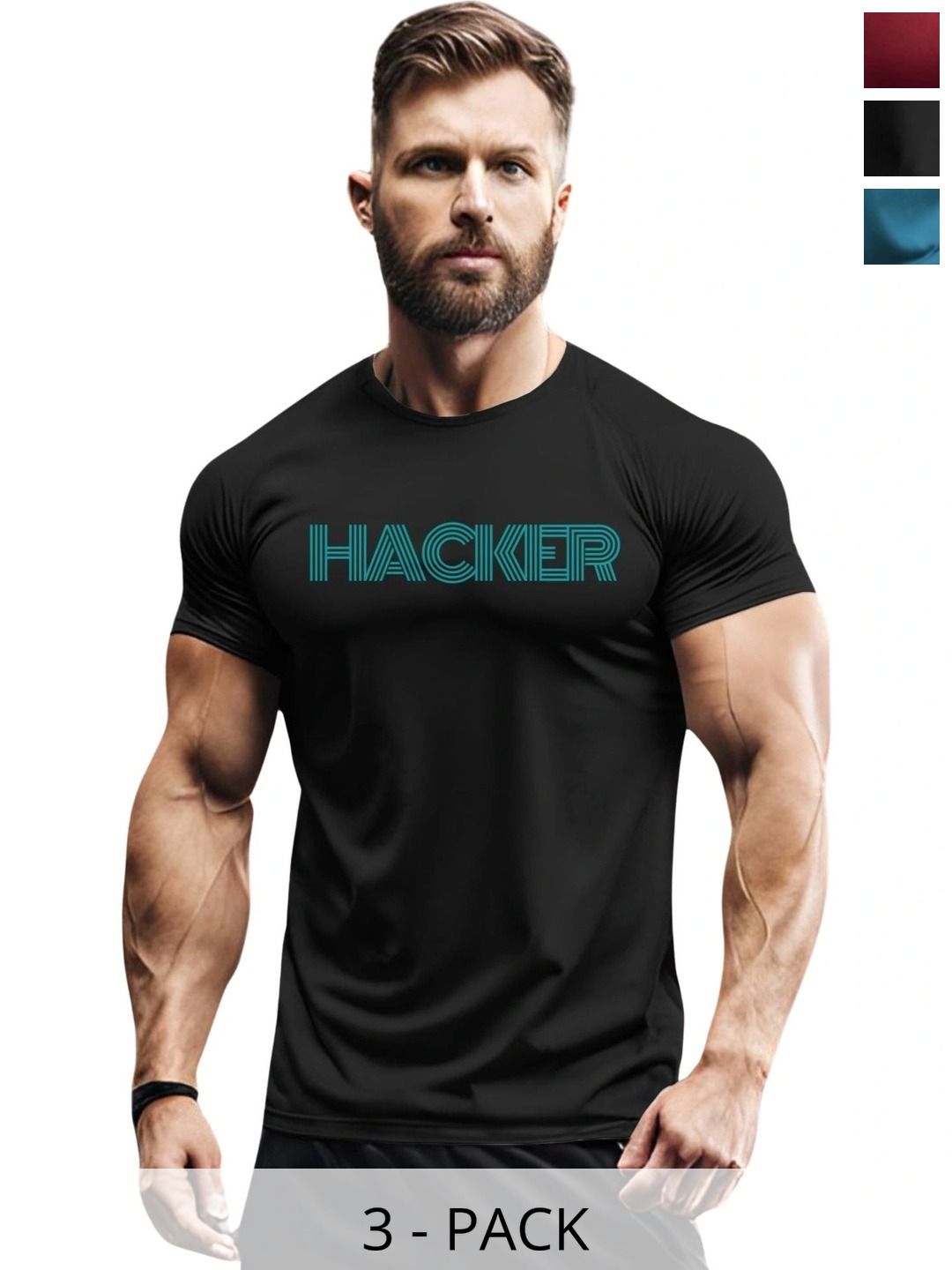 3Colors Men Typography 3 Printed Moisture Wicking T-shirt-picture-14