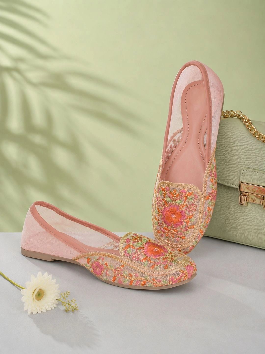 Shoetopia Girls Embellished Ethnic Mojaris with Embroidered Flats-picture-17