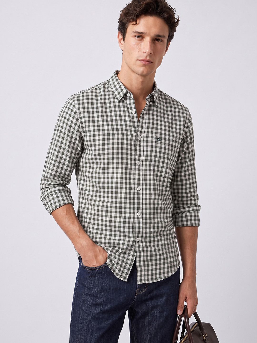 Kenneth Cole Cotton Linen Checked Casual Shirt-picture-43