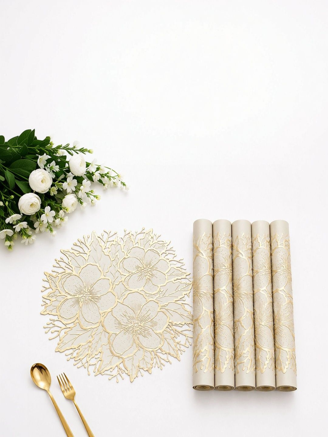 Dakshya Industries 6-Pcs Beige Round Table Placemats-image-29