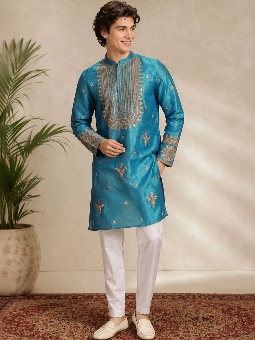 House of Pataudi Men Embroidered Thread Work Kurta-picture-34