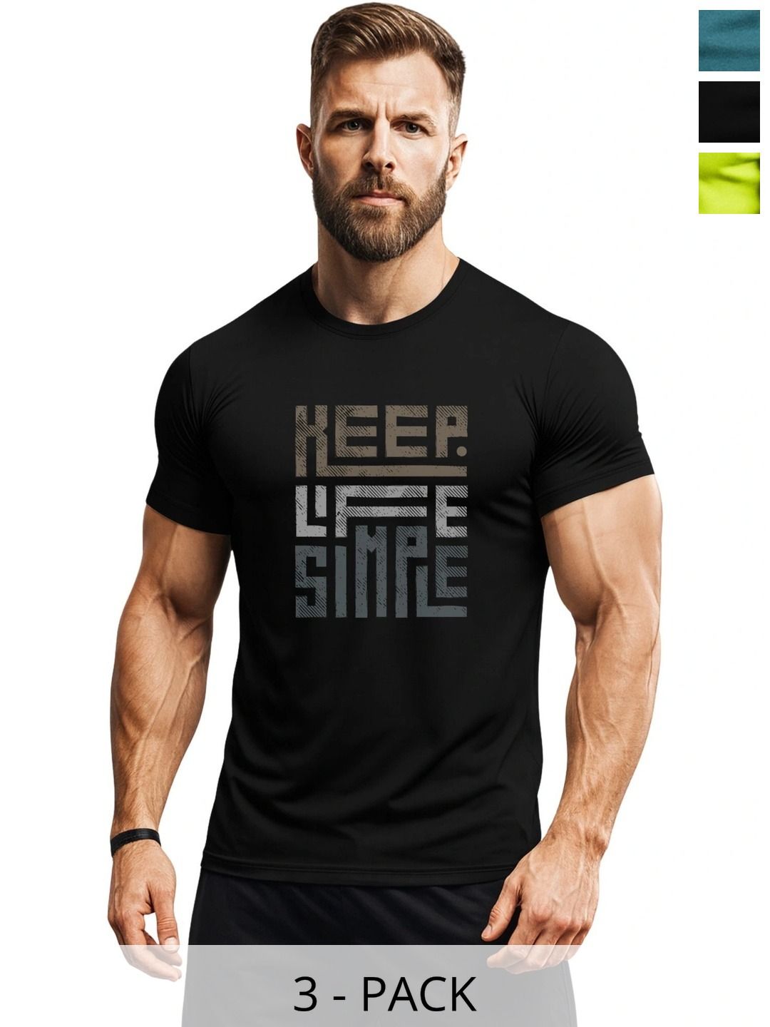 3Colors Men Typography 3 Printed Moisture Wicking T-shirt-picture-12