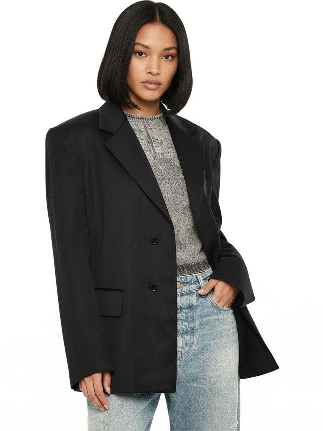 DIESEL Black Solid Notched Lapel Blazer-picture-40