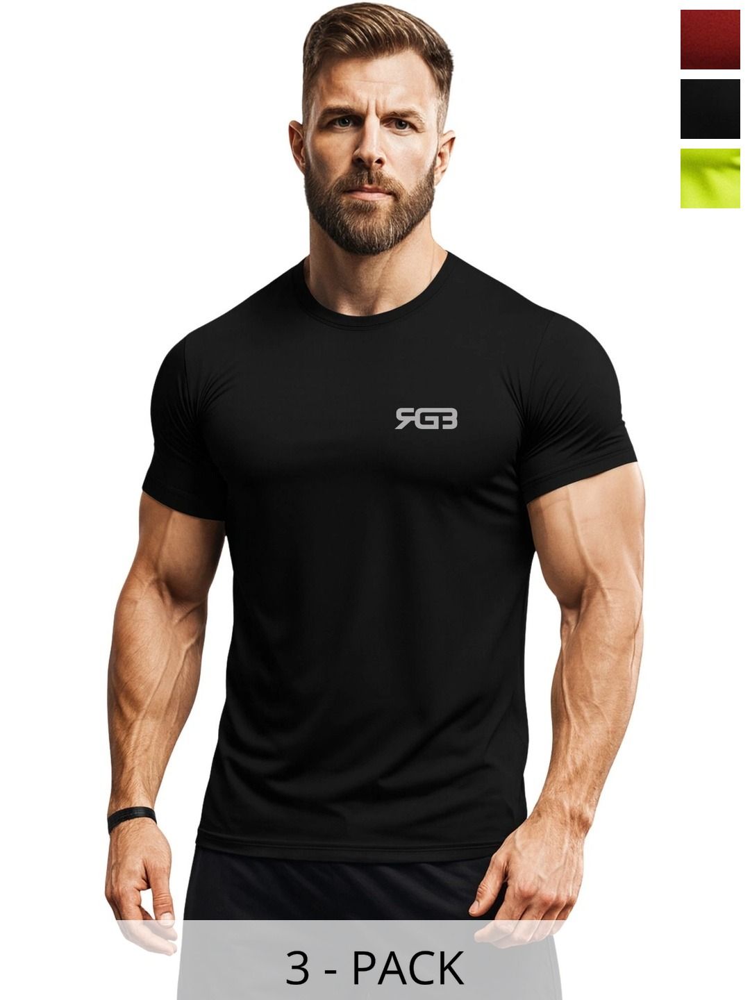 3Colors Men Brand Logo 3 Printed Moisture Wicking T-shirt-picture-37