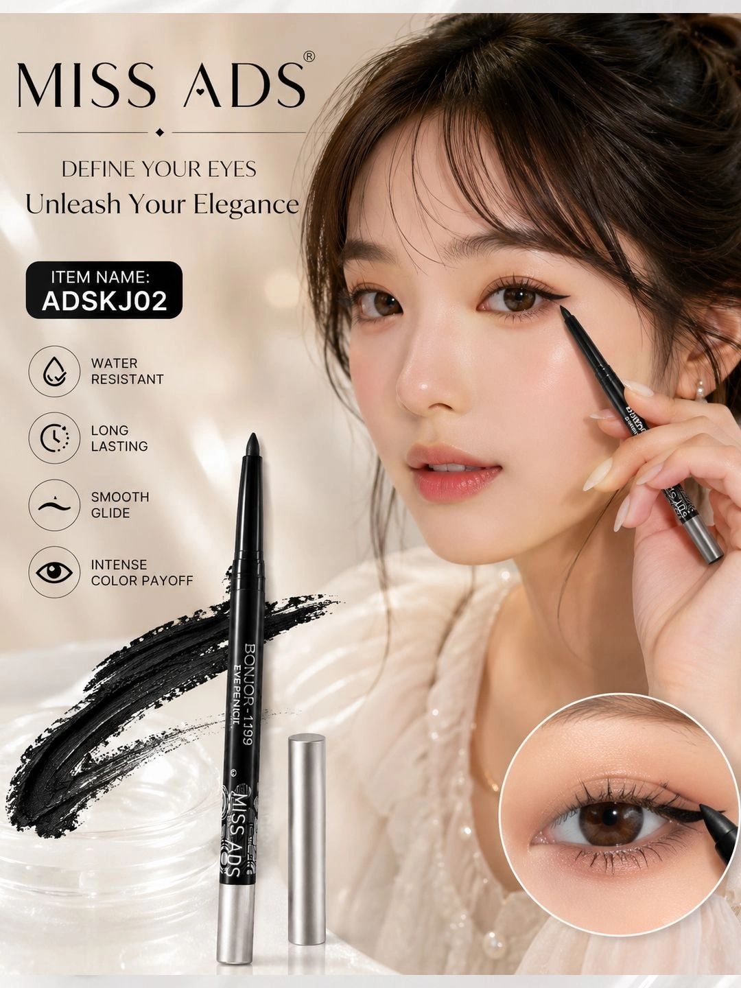 MISS ADS Long Lasting Black Eye Pencil - Bonjour1109-picture-26