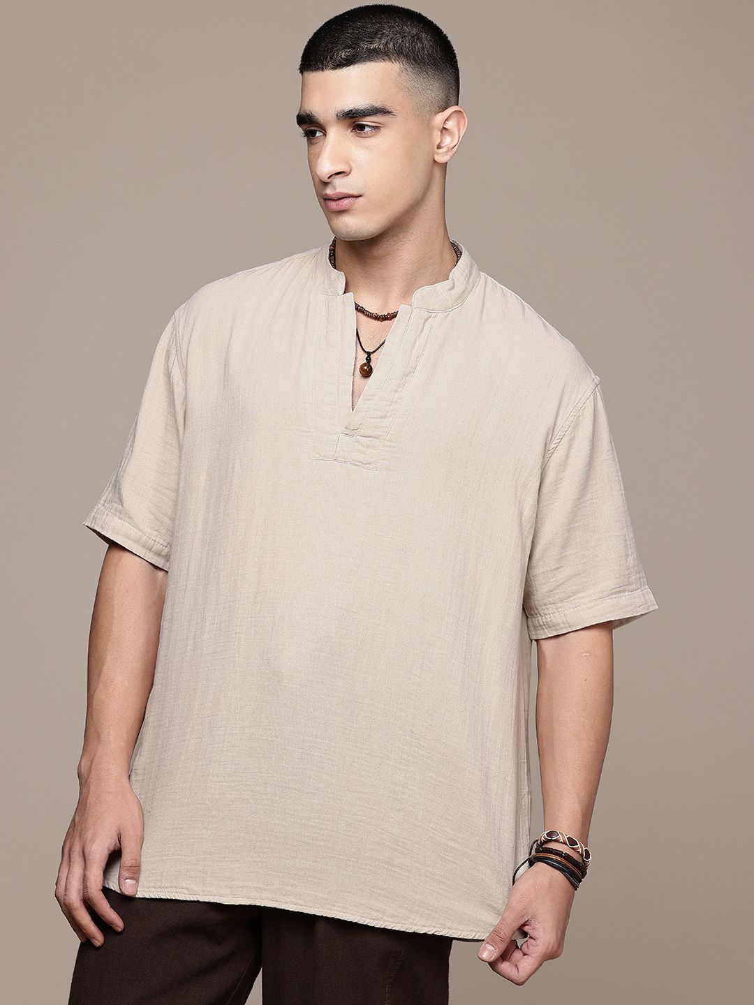 The Veshti Company Mandarin Collar Pure Cotton Straight Kurta-picture-34