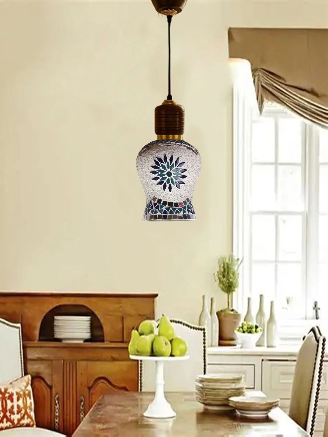Myntra Elegant Homes Multicoloured Printed Glass Ceiling Lamp-picture-19