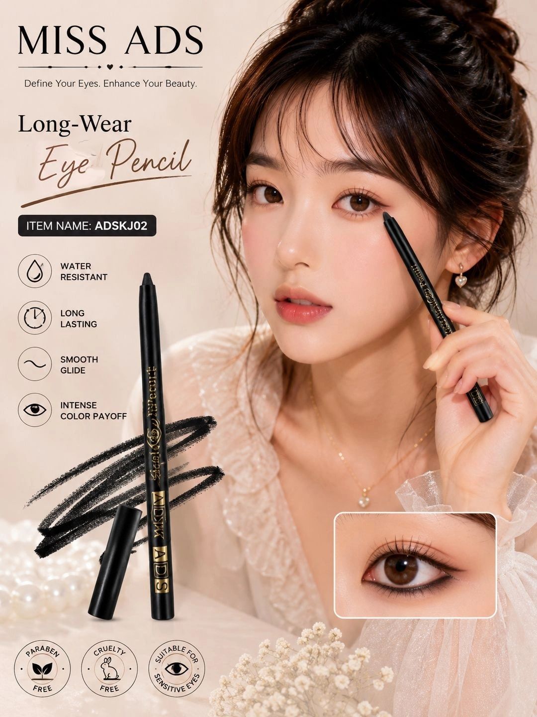 MISS ADS Long Lasting Black Eye Pencil - ADSKJ02-picture-27