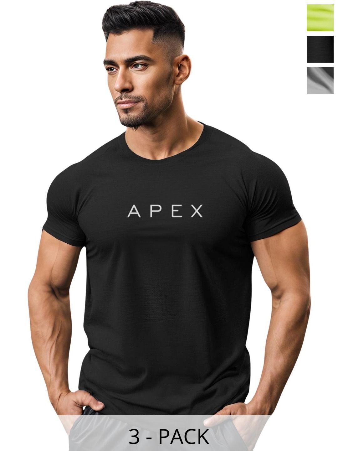 3Colors Men Typography 3 Printed Moisture Wicking T-shirt-picture-0