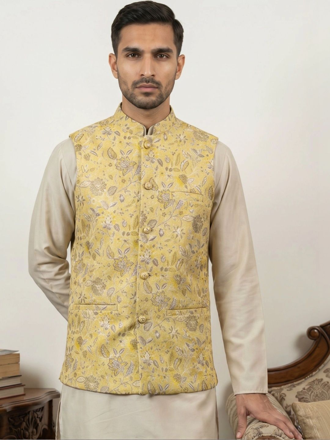 Jompers Woven Design Woven Nehru Jackets-picture-29