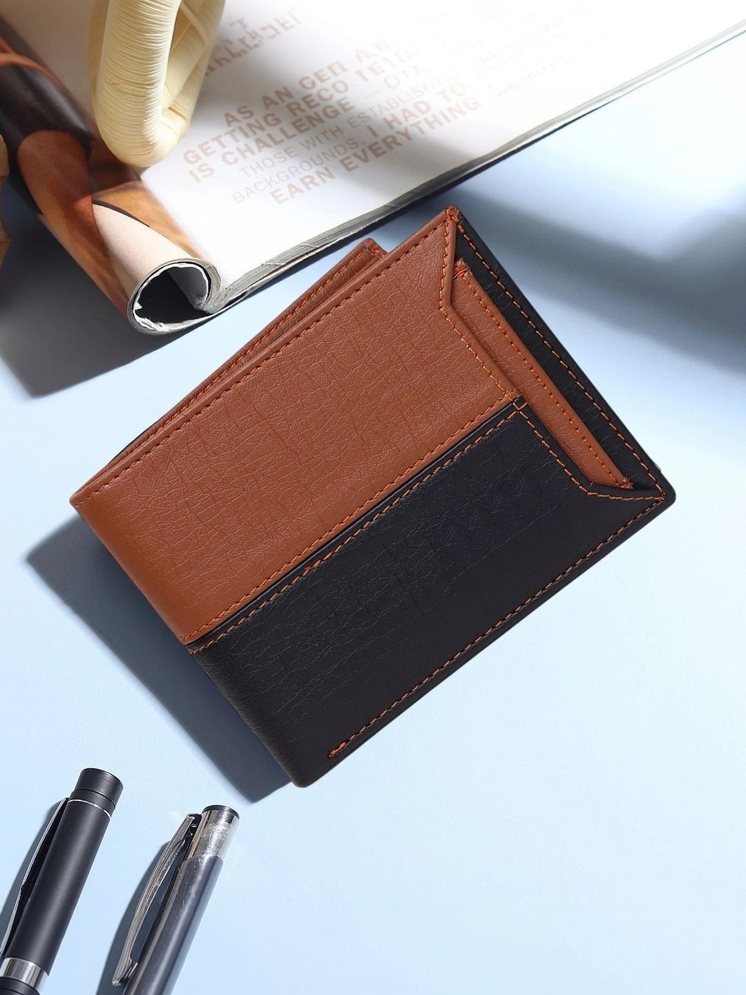 BIF Men Colourblocked PU Two Fold Wallet-picture-34