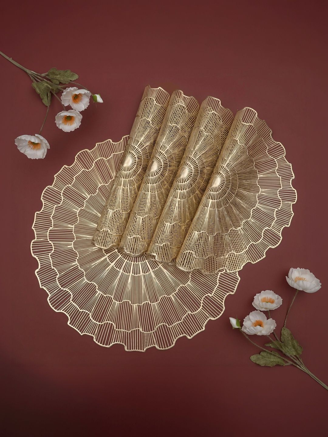 Dakshya Industries 6-Pcs Beige Round Table Placemats-image-7