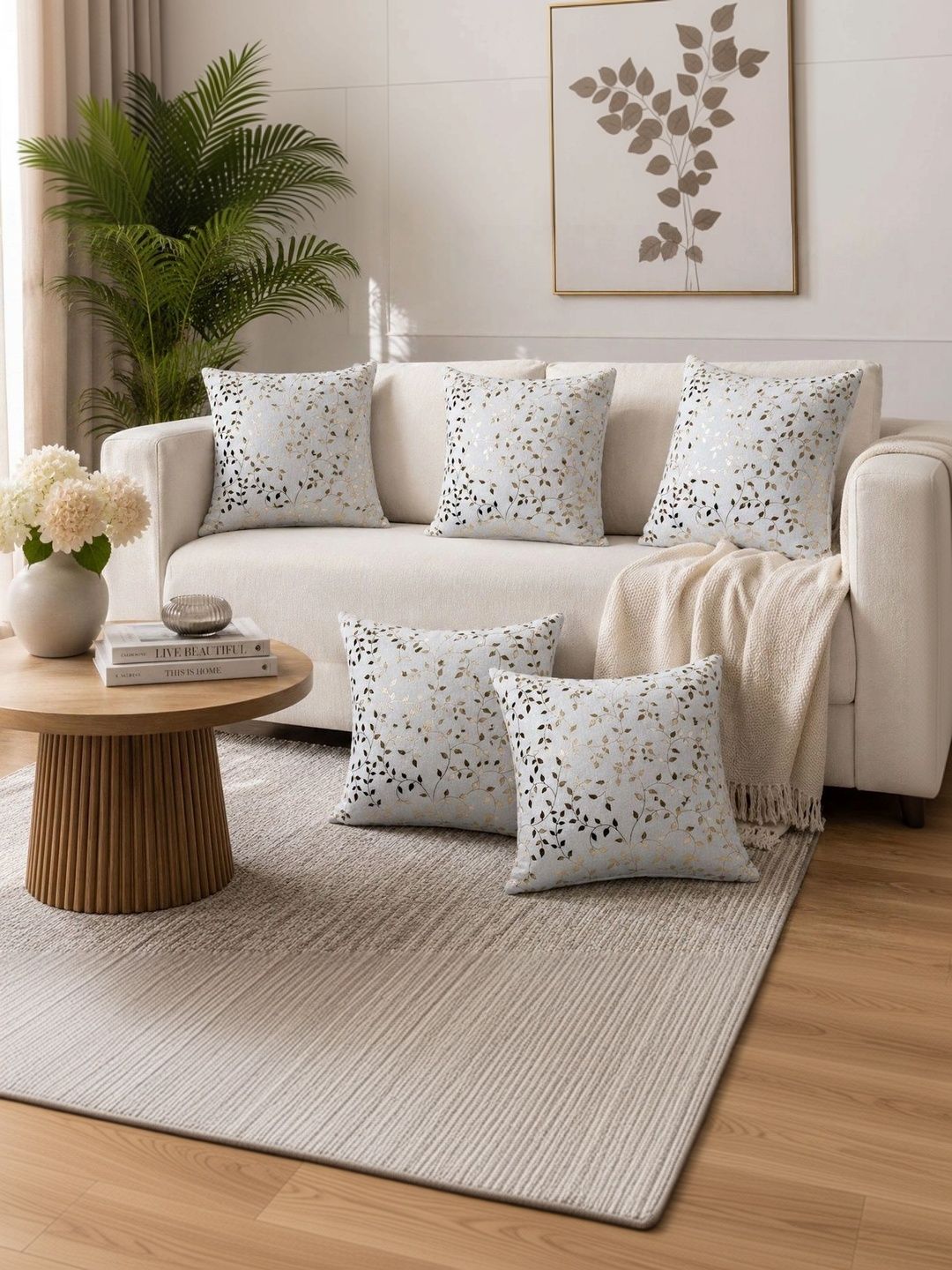 MONKDECOR White Set of 5 Velvet Square Cushion Covers-picture-20