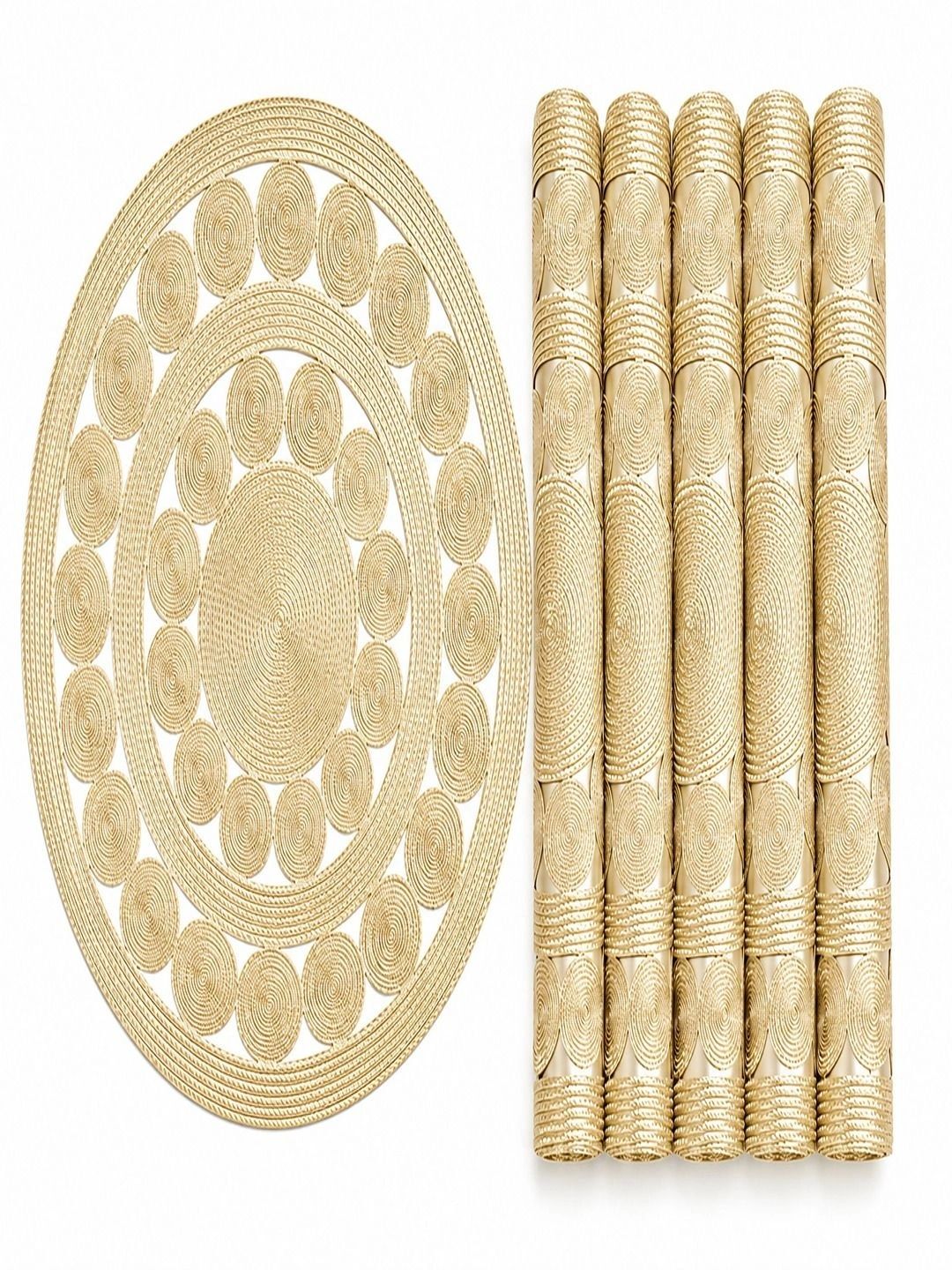 Dakshya Industries 6 Pieces Beige Round Table Placemats-picture-51