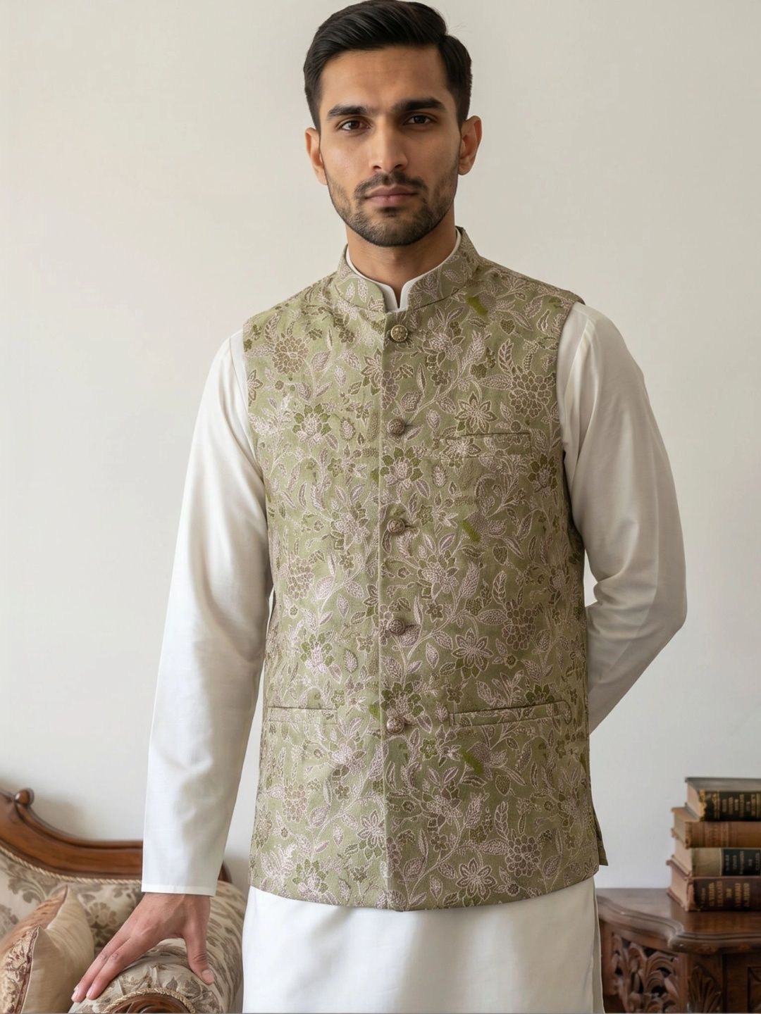 Jompers Embroidered Woven Nehru Jackets-picture-28