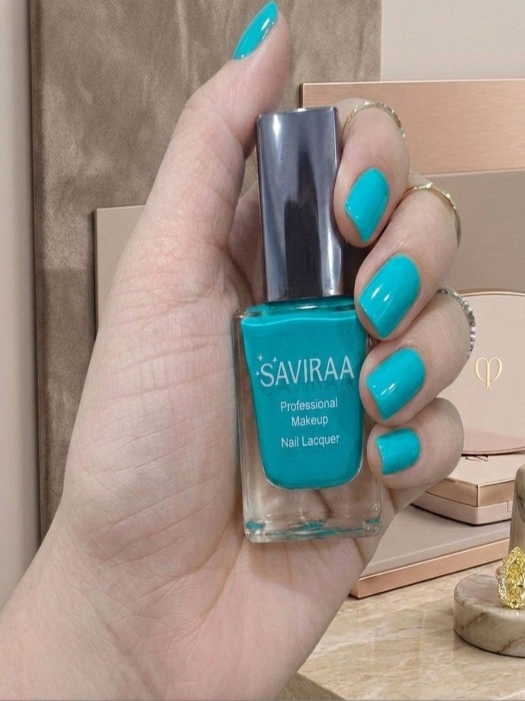 SAVIRAA Long Lasting Nail Polish - 10 ml -Torqouise Blue-picture-33