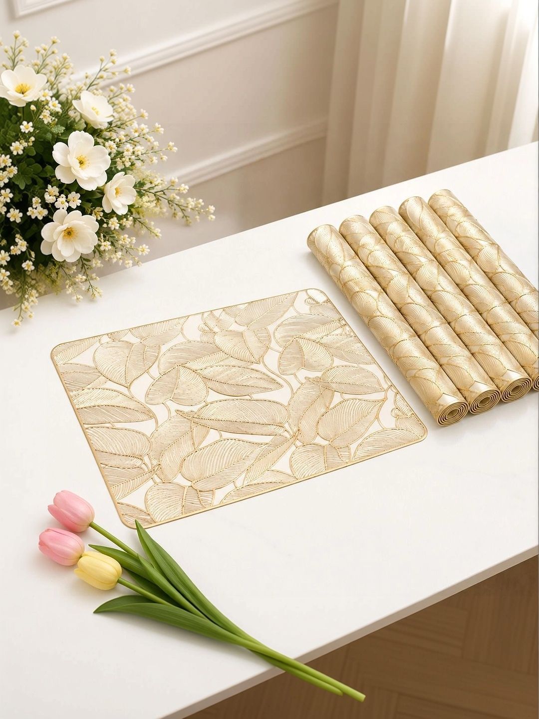 Dakshya Industries 6 Pieces Textured Rectangle Table Placemats-picture-51