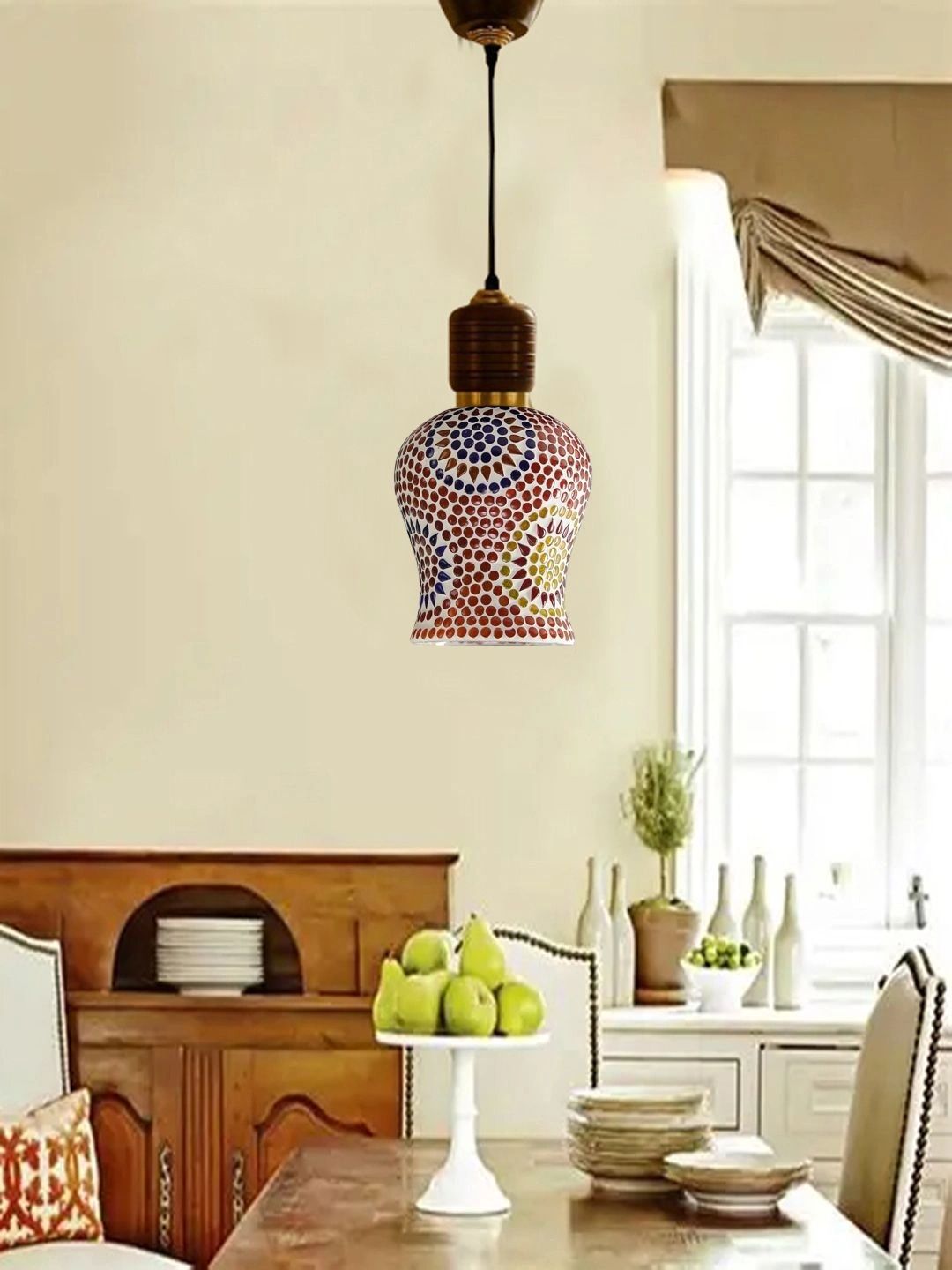 Myntra Elegant Homes Multicoloured Textured Glass Ceiling Lamp-picture-23