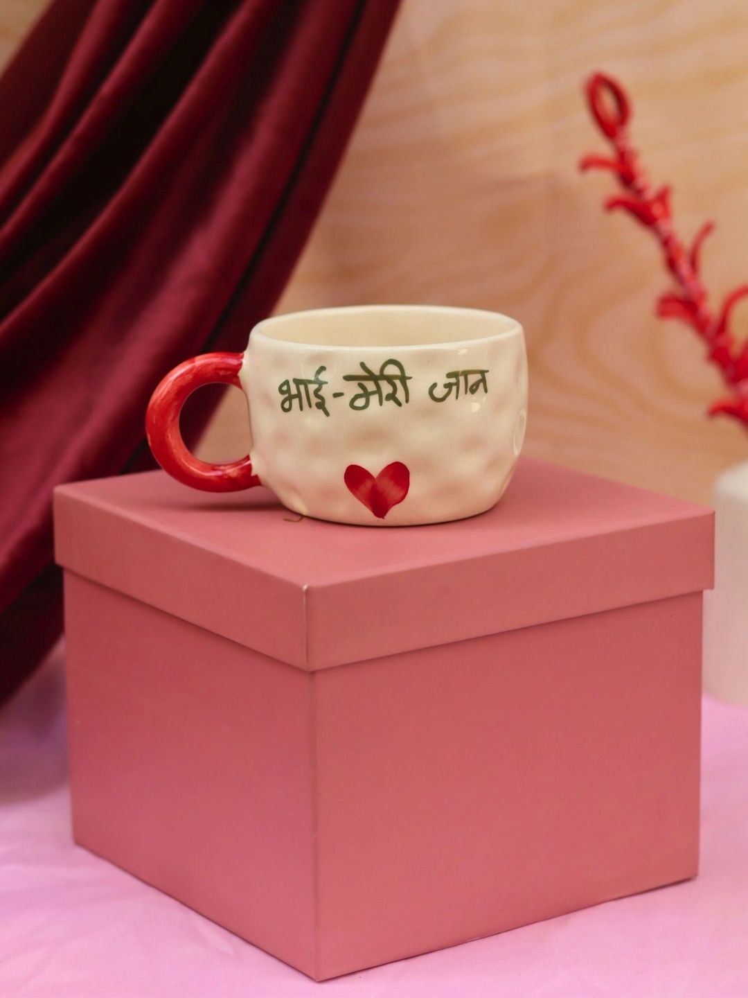 WEAVING HOMES White & Red Printed Ceramic Mug - 200 ml-image-38