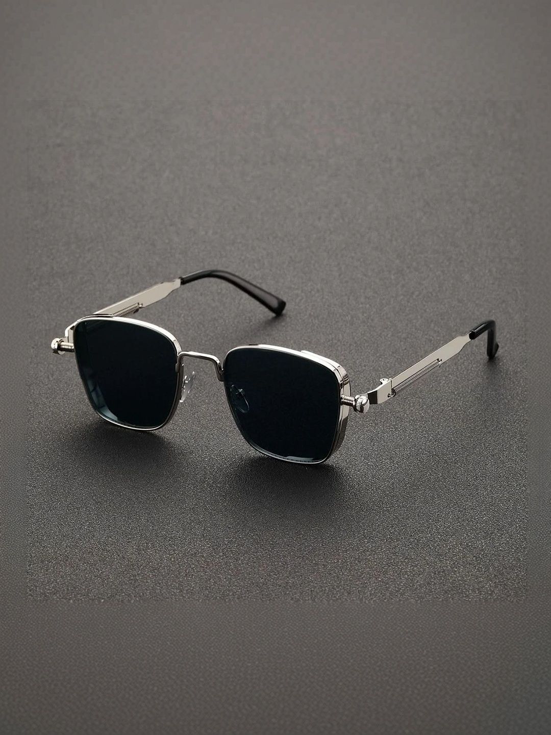 HAYDEN haiza Unisex Black Lens & Silver-Toned Rectangle Sunglasses with-image-33