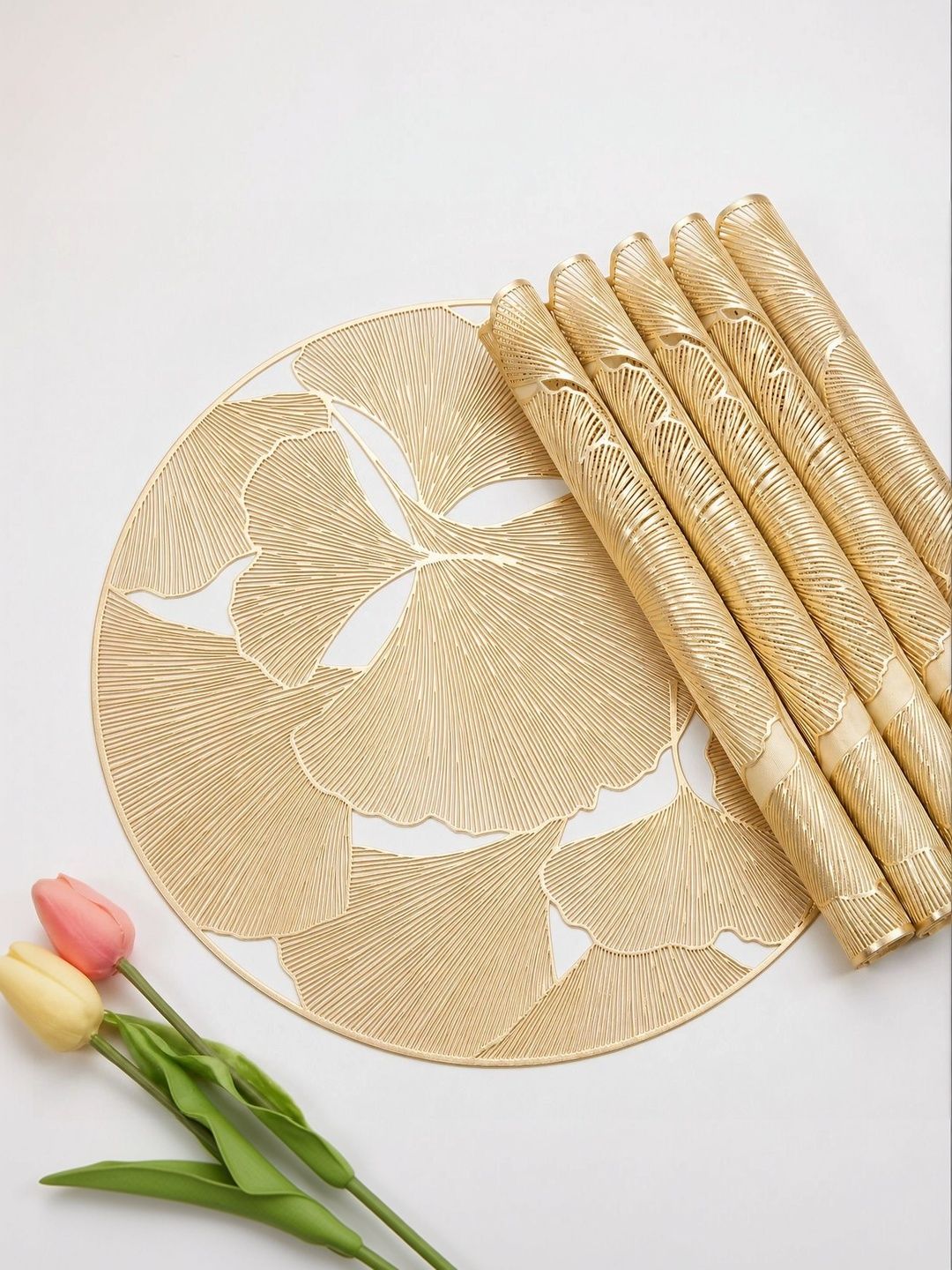 Dakshya Industries 6 Pieces Beige Round Table Placemats-picture-25