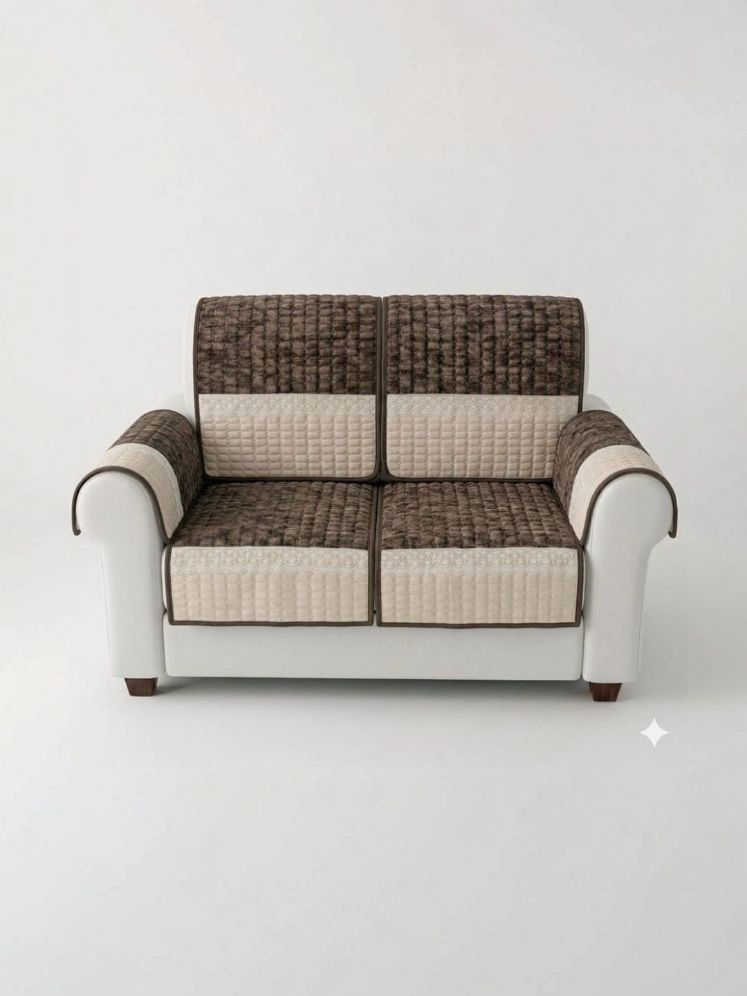 RAINBOW FURNISHINGS Coffee Brown Viscose Rayon Blend Sofa Cover With Arms-picture-17