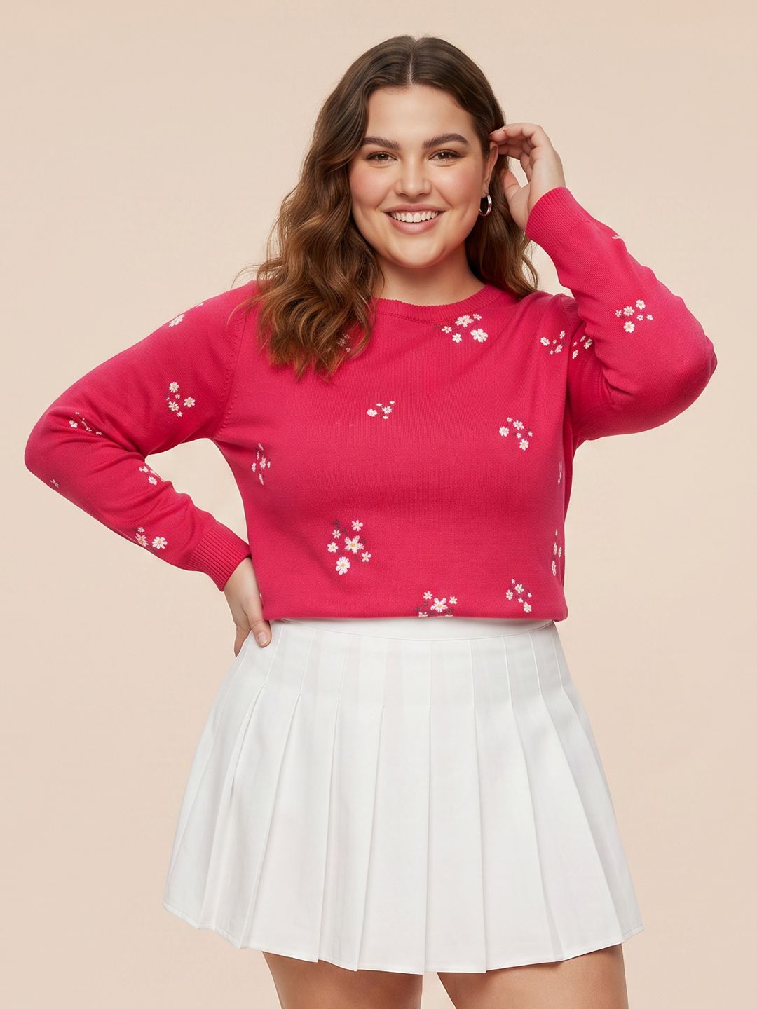 Sztori Plus Size Floral Printed Pullover Sweater-picture-12