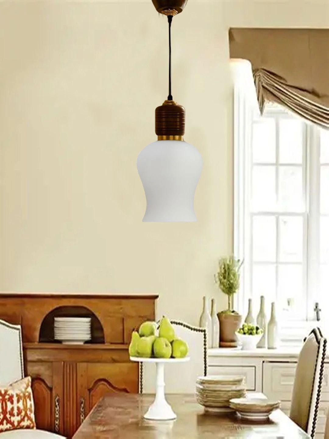 Myntra Elegant Homes White Glass Traditional Ceiling Lamp-picture-12