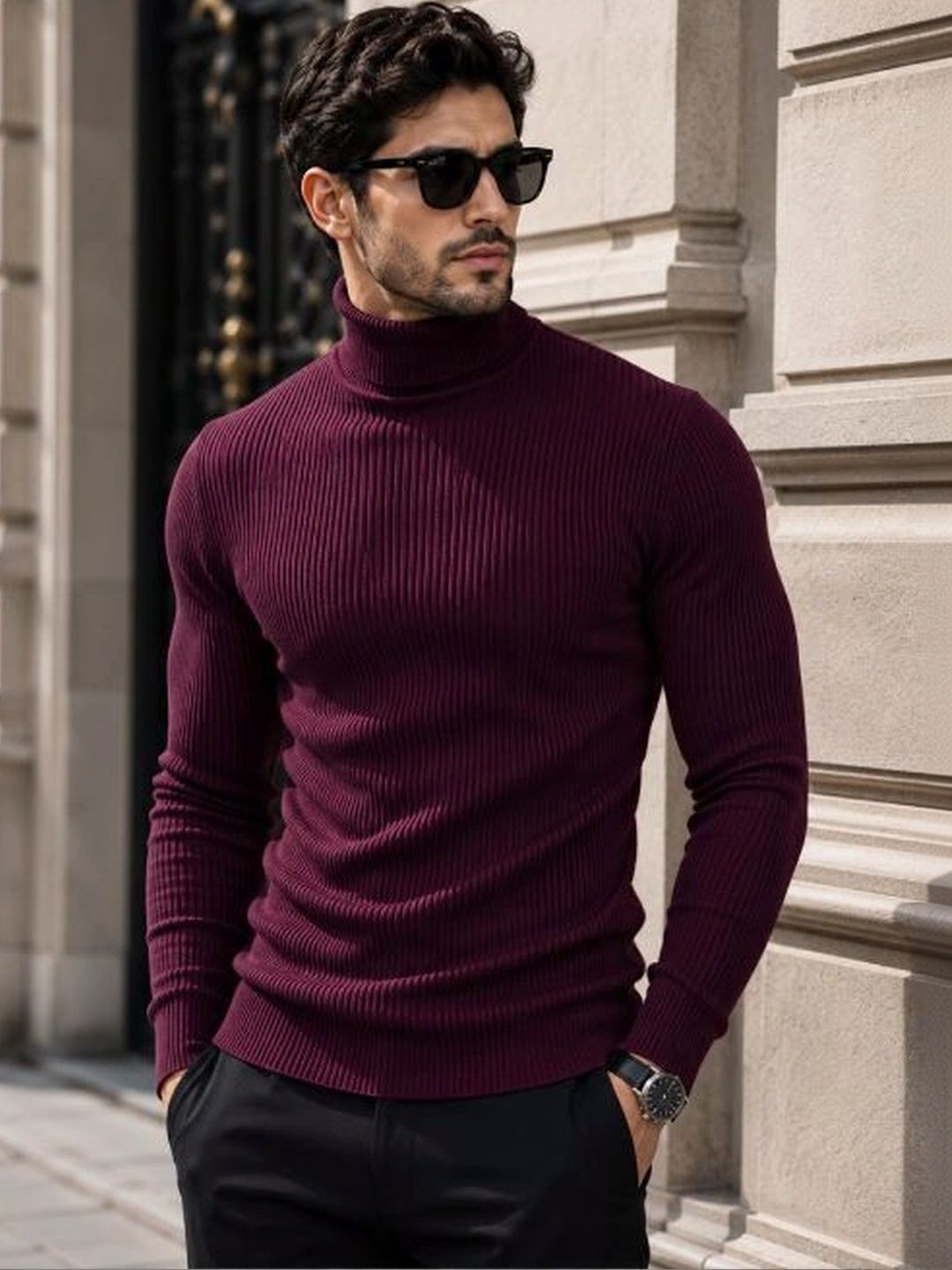 fashlook Men Ribbed Woollen Pullover-image-28