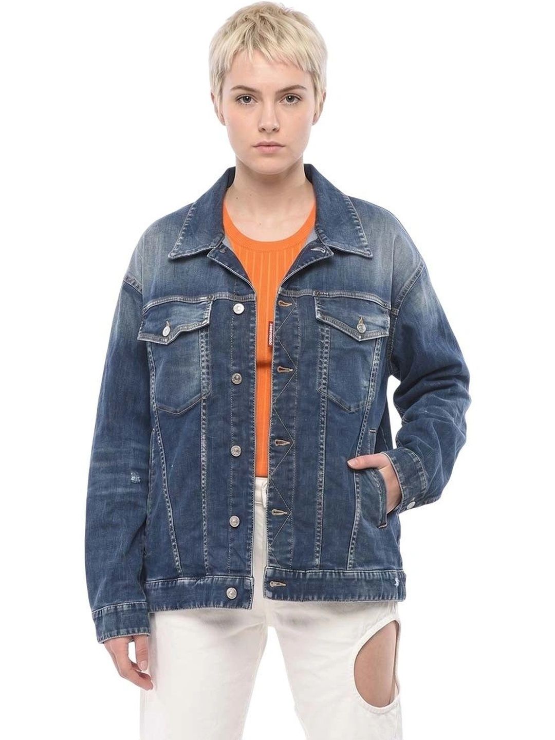 Dsquared2 Women Washed Denim Jacket-image-7