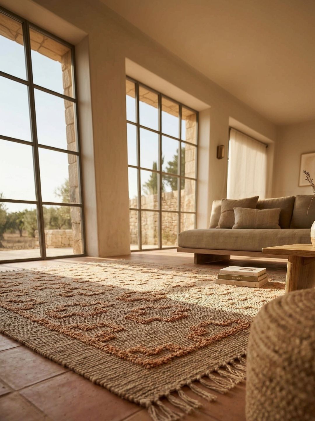 BUNGALOW AND BEYOND Brown Geometric Handmade Cotton Carpet-image-6