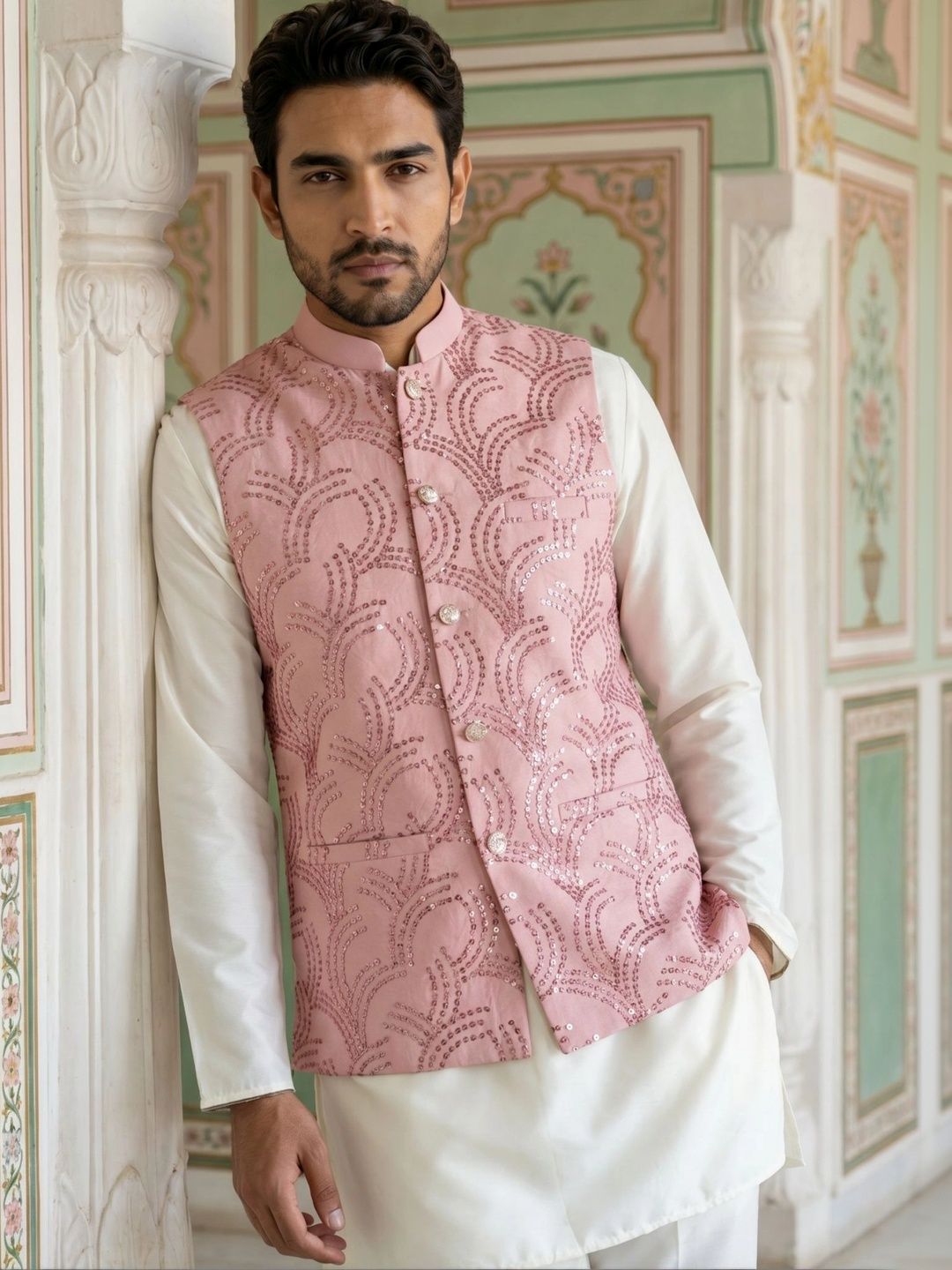 Jompers Embellished Satin Nehru Jackets-picture-10