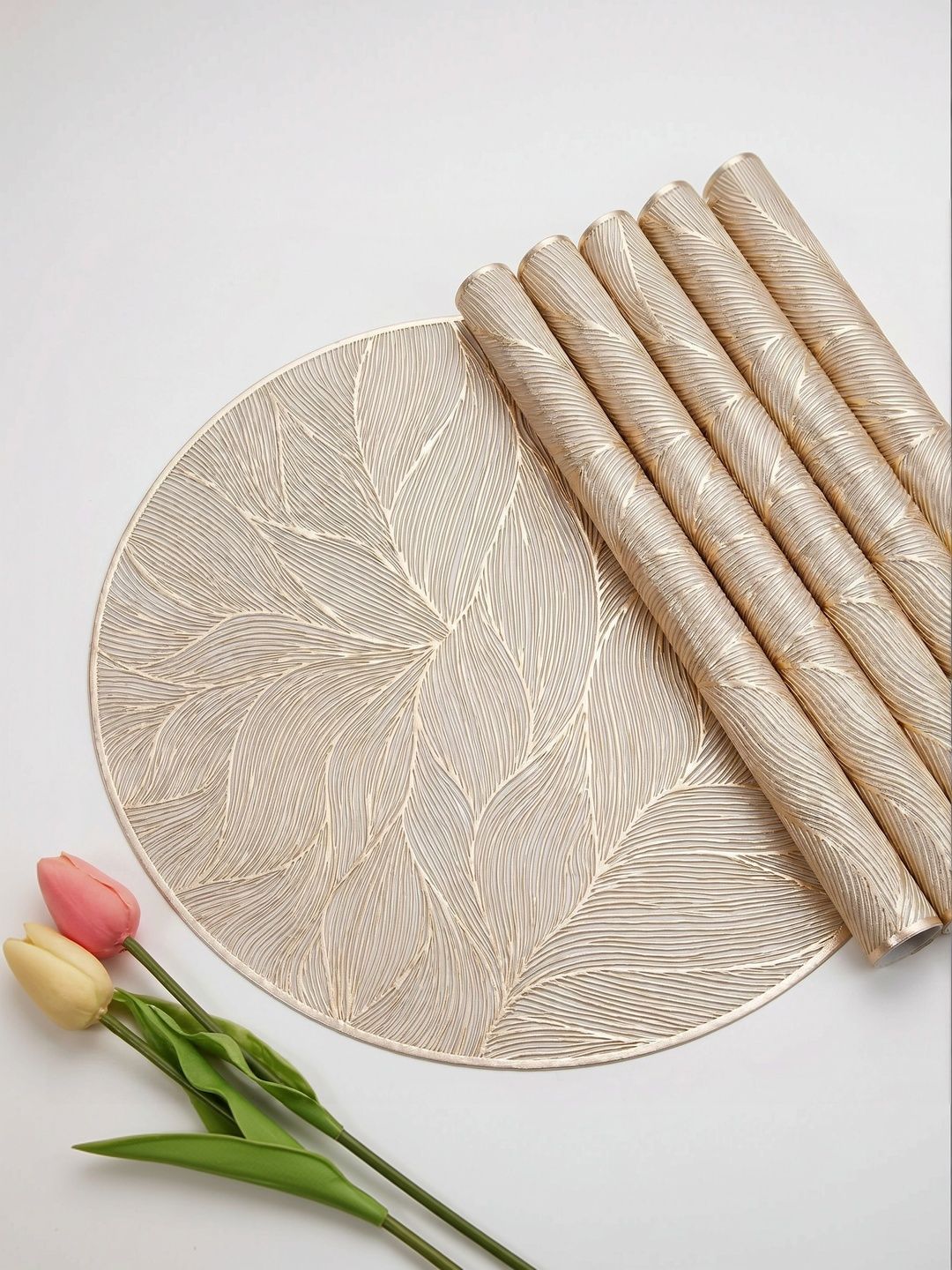 Dakshya Industries 6 Pieces Beige Round Table Placemats-picture-26