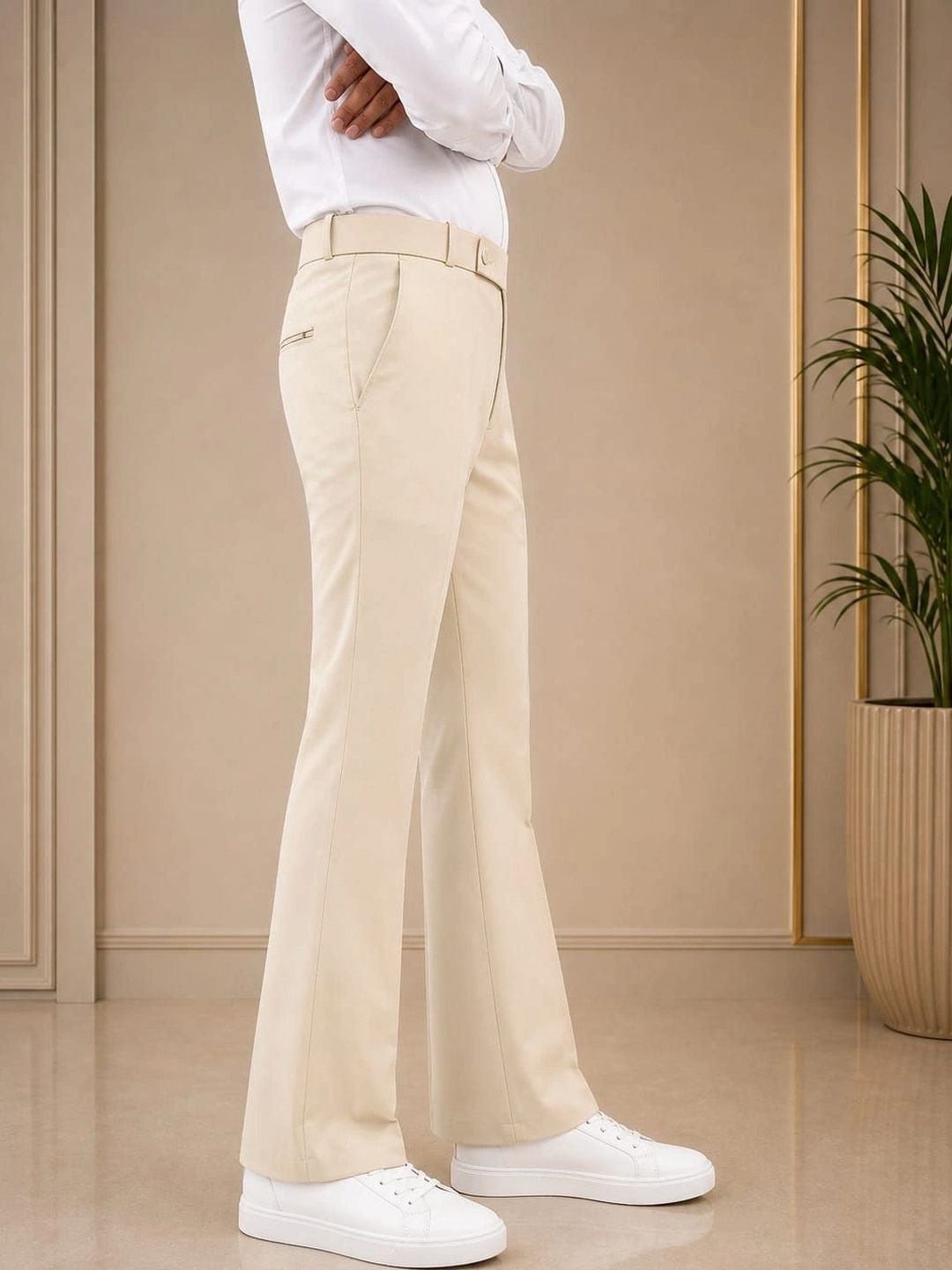 Akaz Men Tailored Flared Easy Wash Pleated Trousers-picture-12