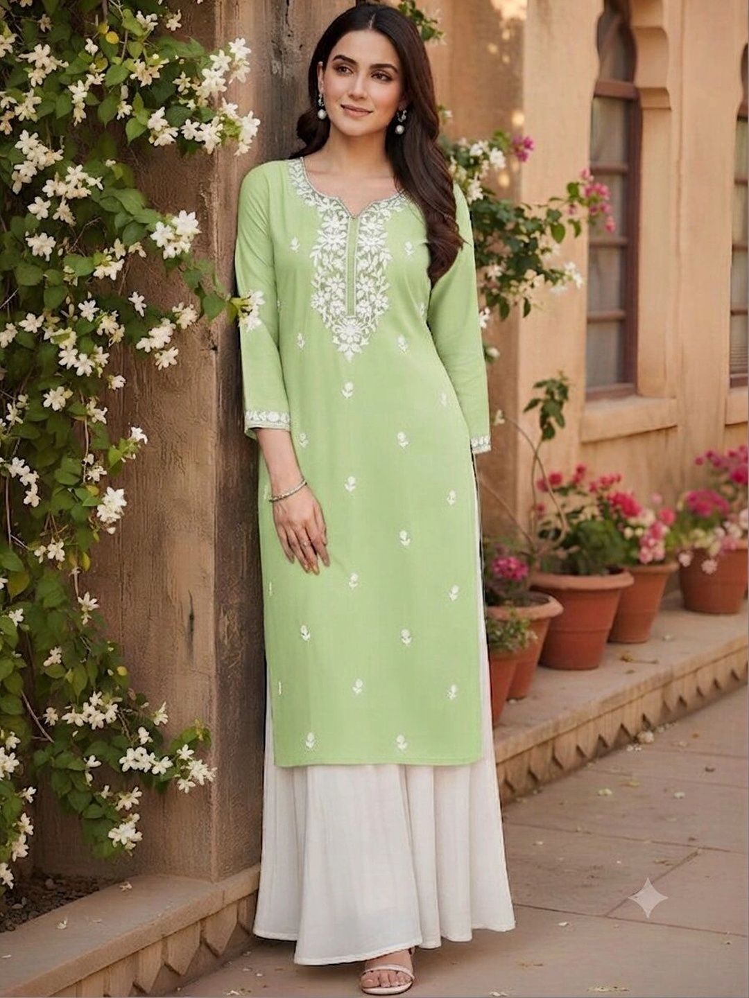 ROOP AYU Ethnic Motifs Embroidered V-Neck Thread Work Thread Work Kurti-picture-36