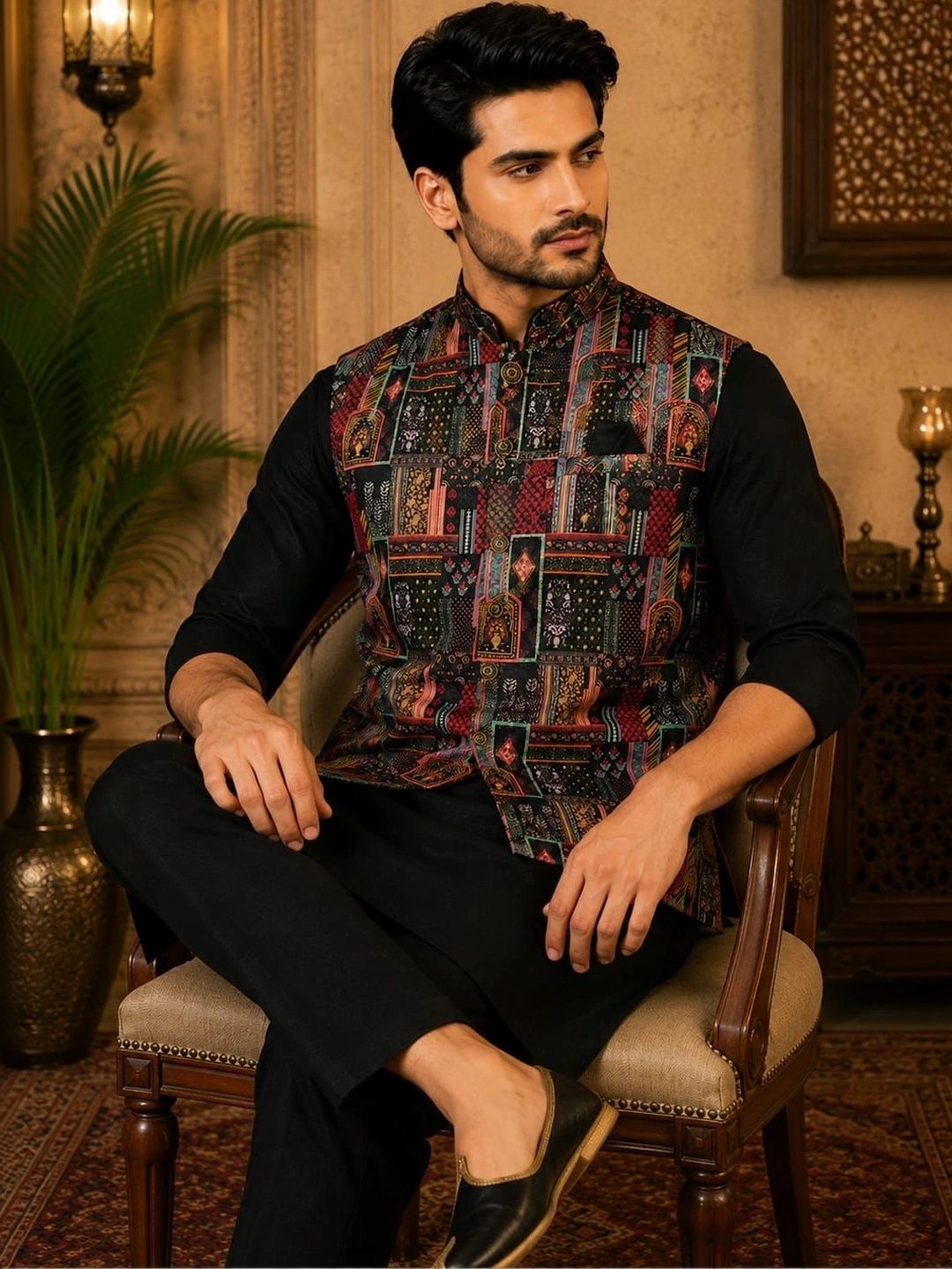 WANAS Printed Brocade Nehru Jackets-picture-57