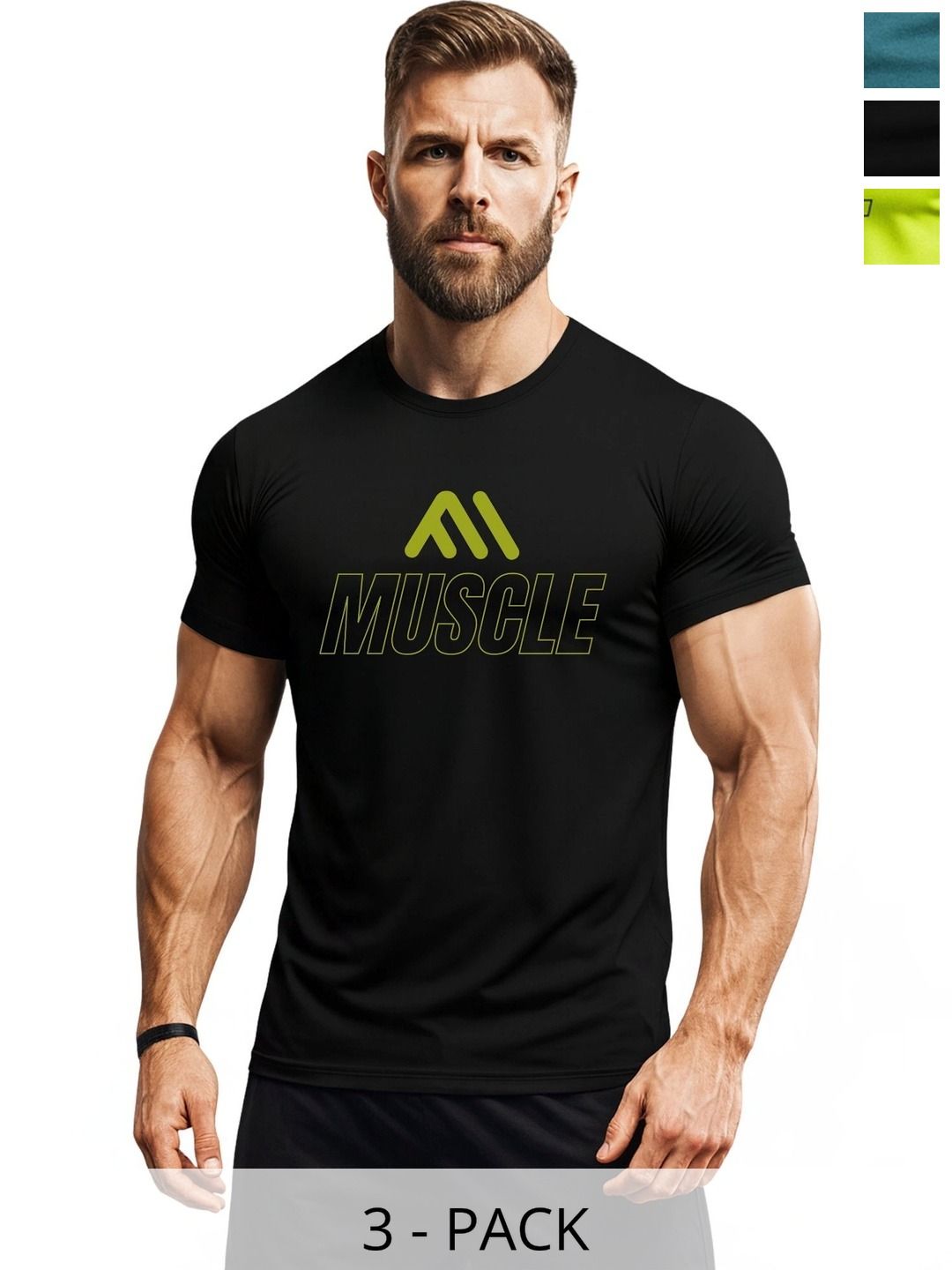 3Colors Men Brand Logo 3 Printed Moisture Wicking T-shirt-picture-32