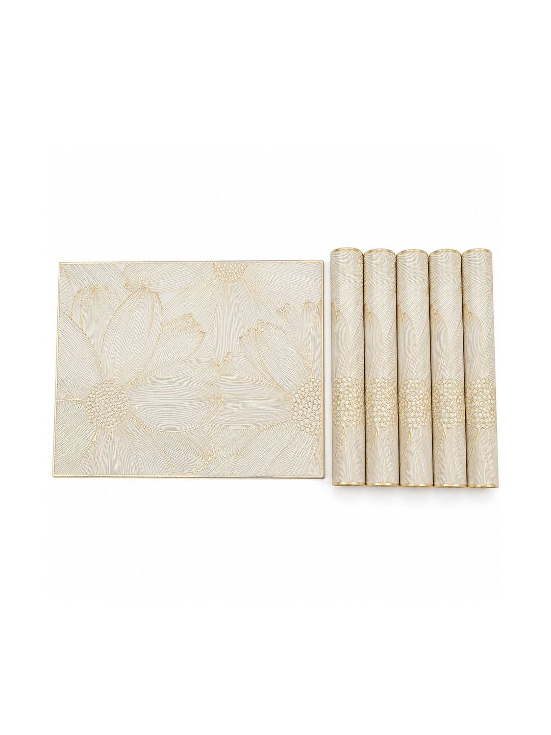 Dakshya Industries 6 Pieces Beige Rectangle Table Placemats-picture-48