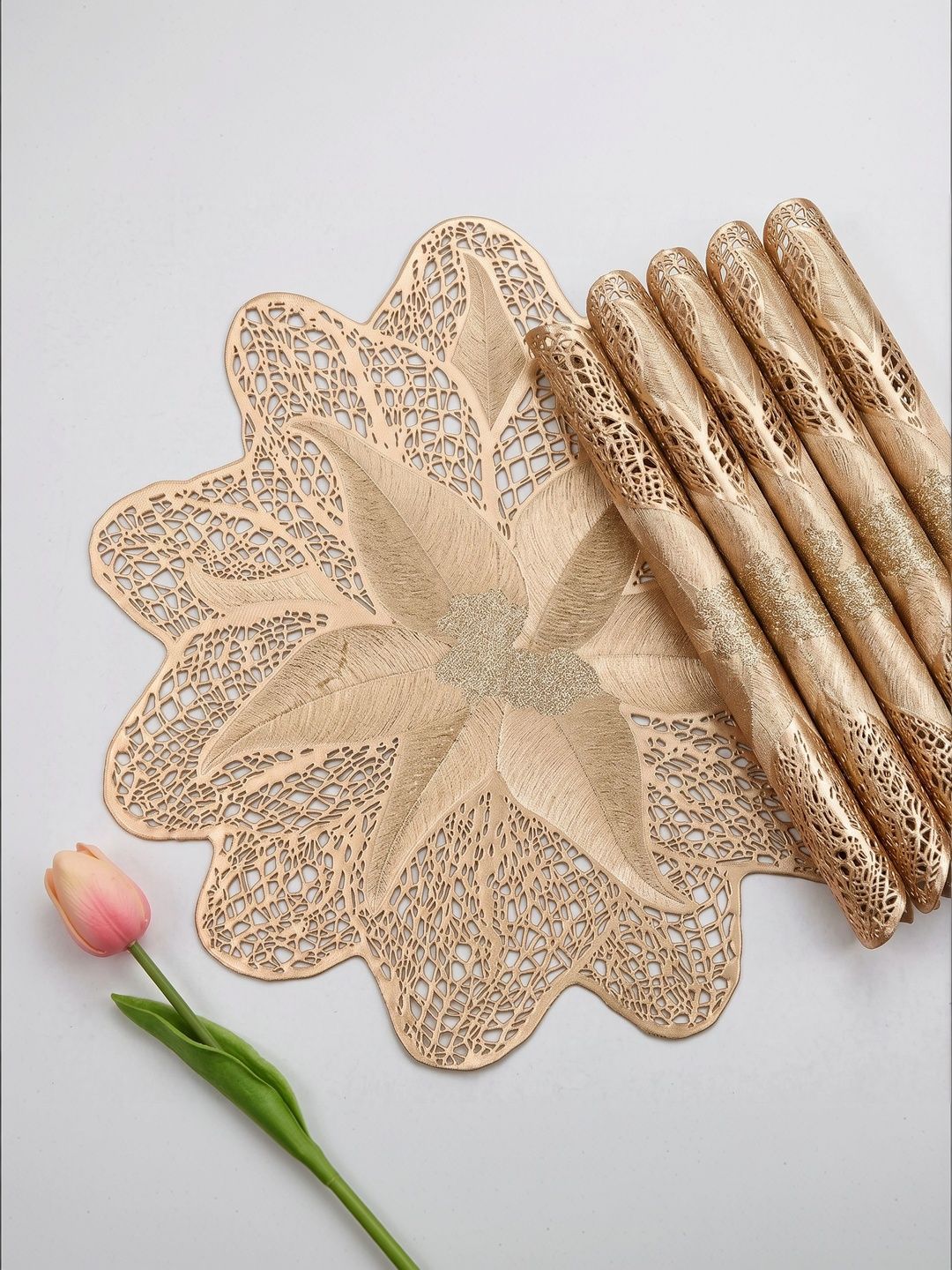 Dakshya Industries 6 Pieces Beige Round Table Placemats-picture-22