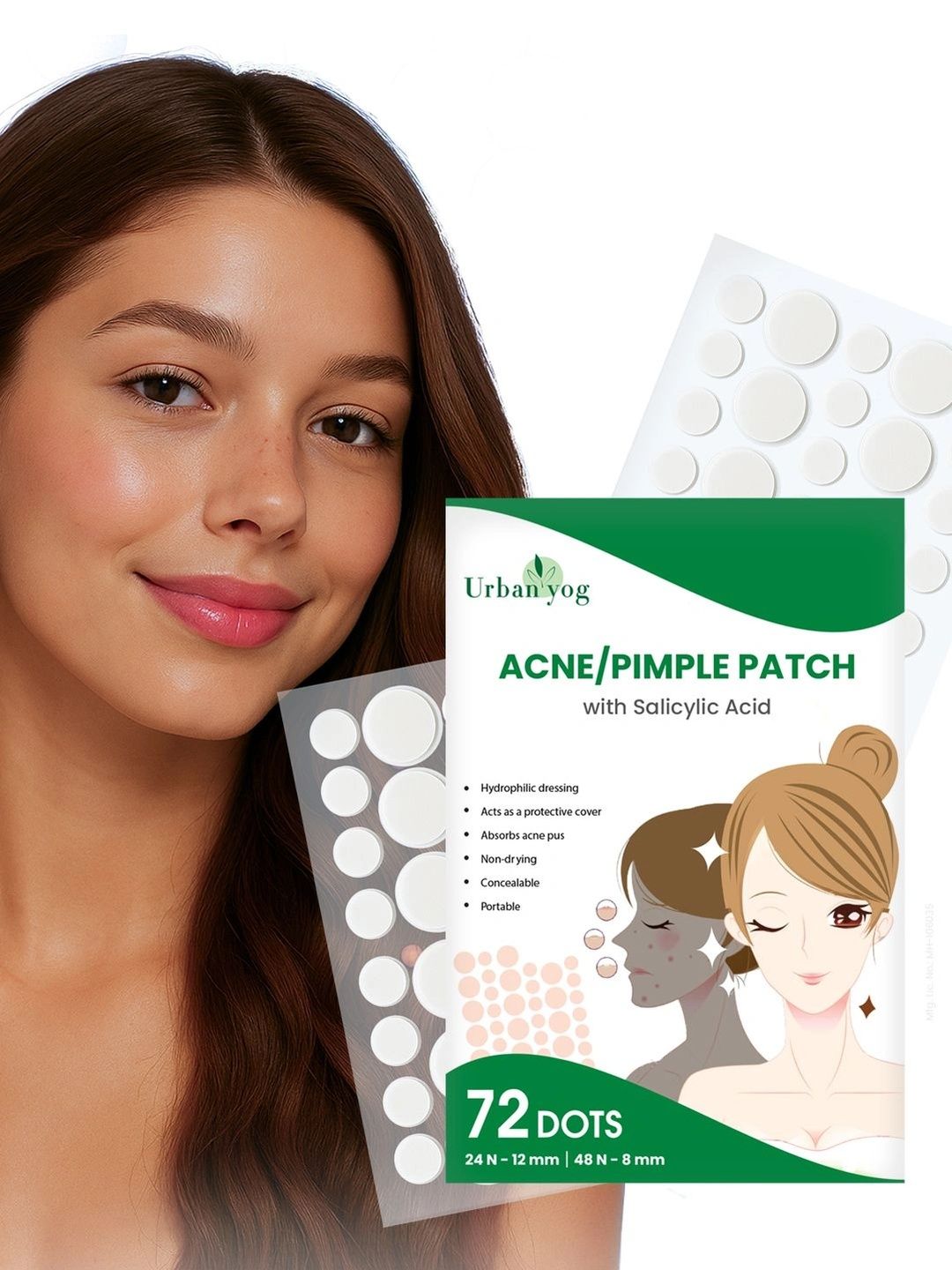 URBANYOG URBANYOG Non Drying Invisible Facial Stickers Acne Pimple Patch - 72 Dots